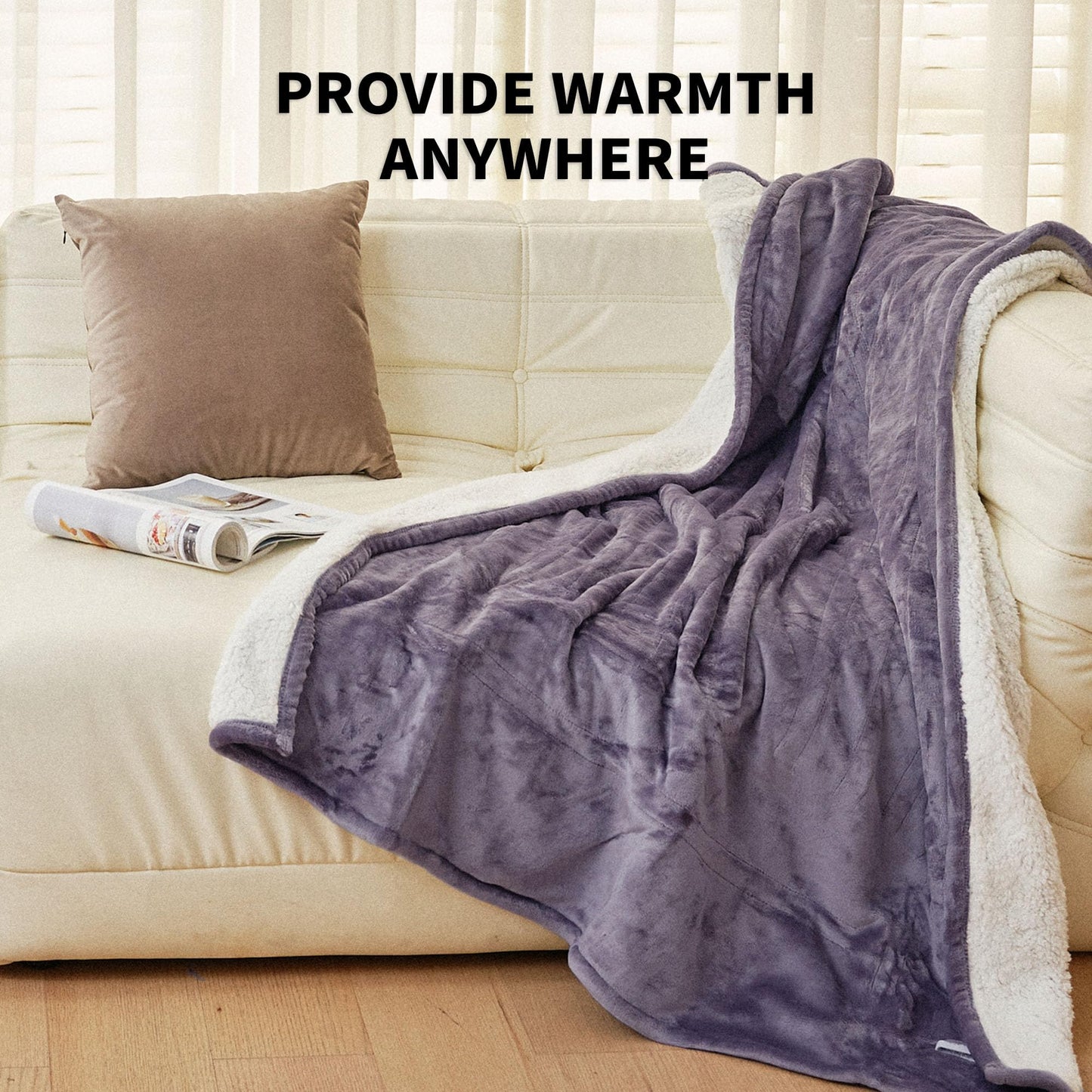 JET'S HOME Heated Blanket 50"x60" - ETL Certified Flannel Electric Blanket Throw Machine Washable Heating Blanket with 5 Heating Levels 3 Hours Auto-Off Overheating Protection Gifts for Women (Purple)