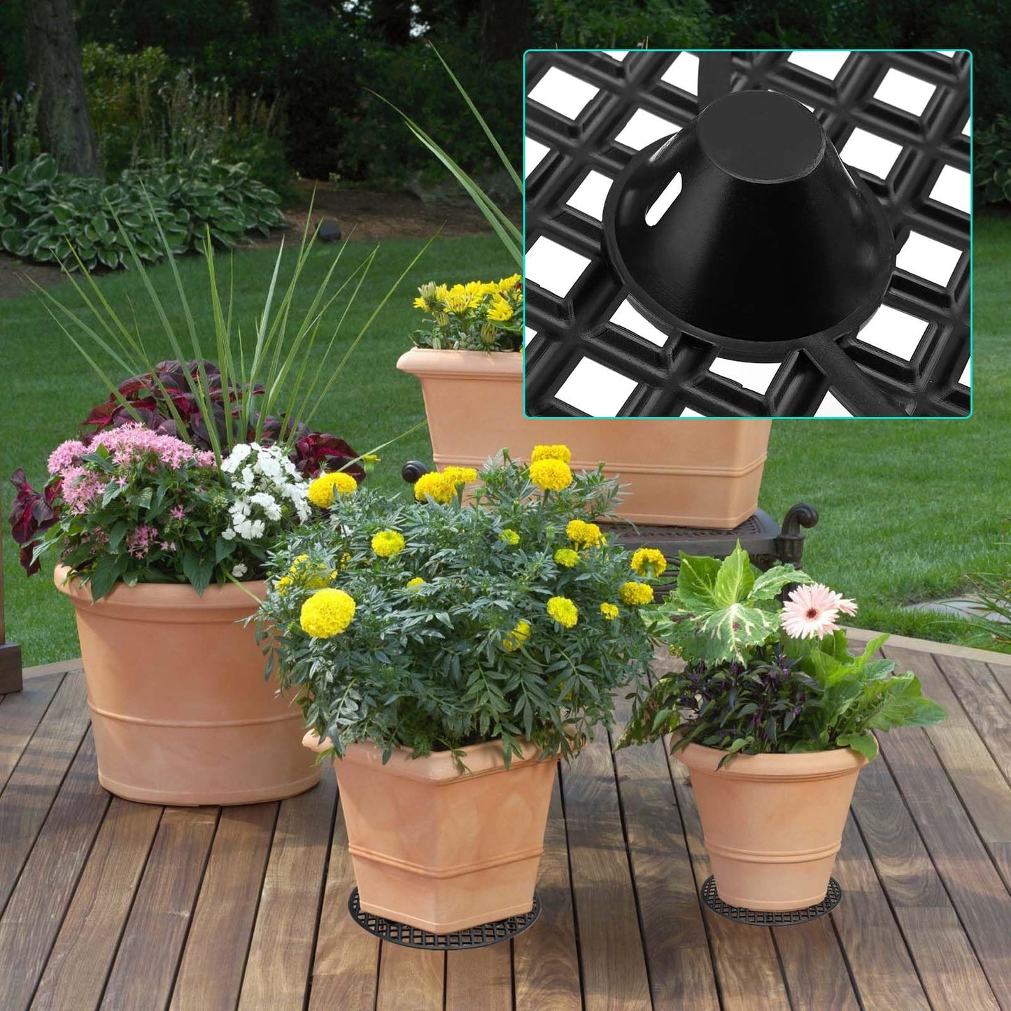 TAICHEUT 30 PCS 8 Inch Plant Level Pot Elevator, Heavy Duty Round Plastic Saucer Riser Run off Tray Big Potted Stand for Indoor, Deck Floor Protector for Garden Flowers Plants