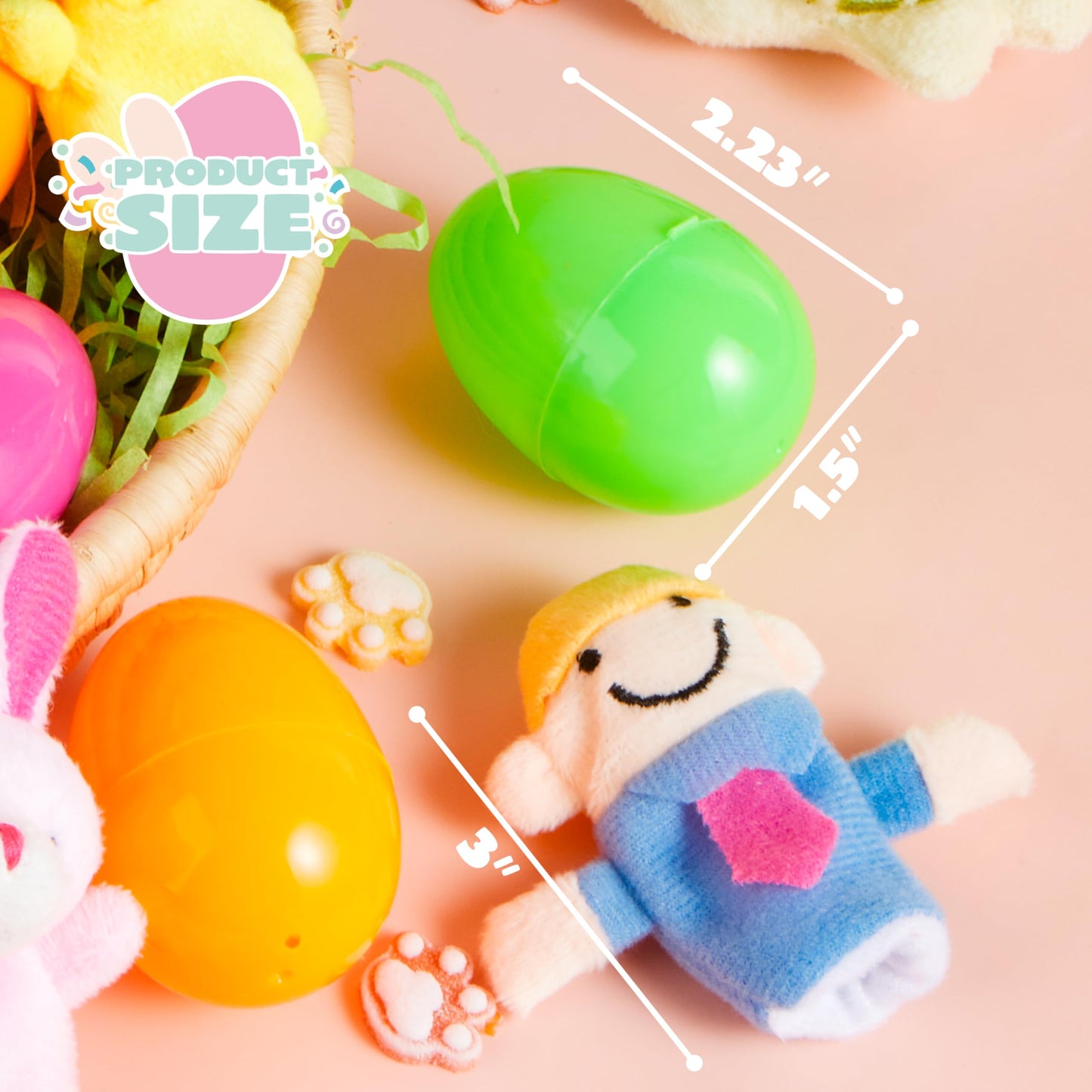 JOYIN 24 Pcs Easter Eggs Filled with Finger Puppets, Prefilled Easter Egg with Cartoon Animal Puppets for Kids Easter Eggs Hunt, Basket Stuffers Fillers, Party Favors and Classroom Prize Supplies