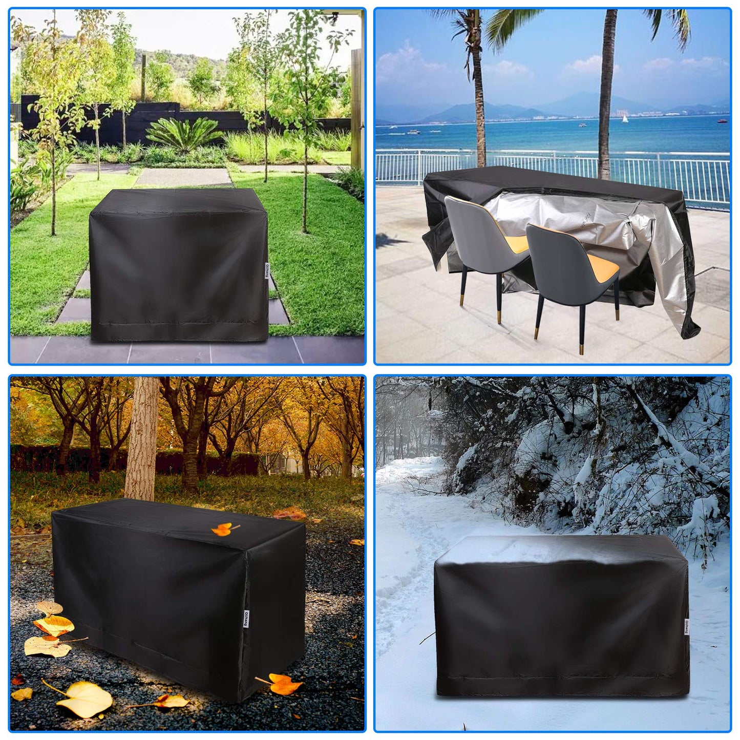 Patio Furniture Cover, Waterproof Outdoor Garden Table Cover Heavy Duty 210D Anti-UV Furniture Set Protective Cover Patio Table and Chair Cover (95" L x 63" W x 39" H)