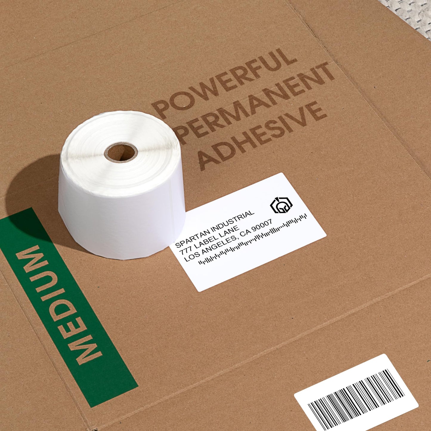 Spartan Industrial - 4" X 3" Direct Thermal Labels (10 Rolls, 500/Roll) Shipping, Postage, and Mail Labels Compatible with Rollo, Zebra, and Other Desktop Label Printers