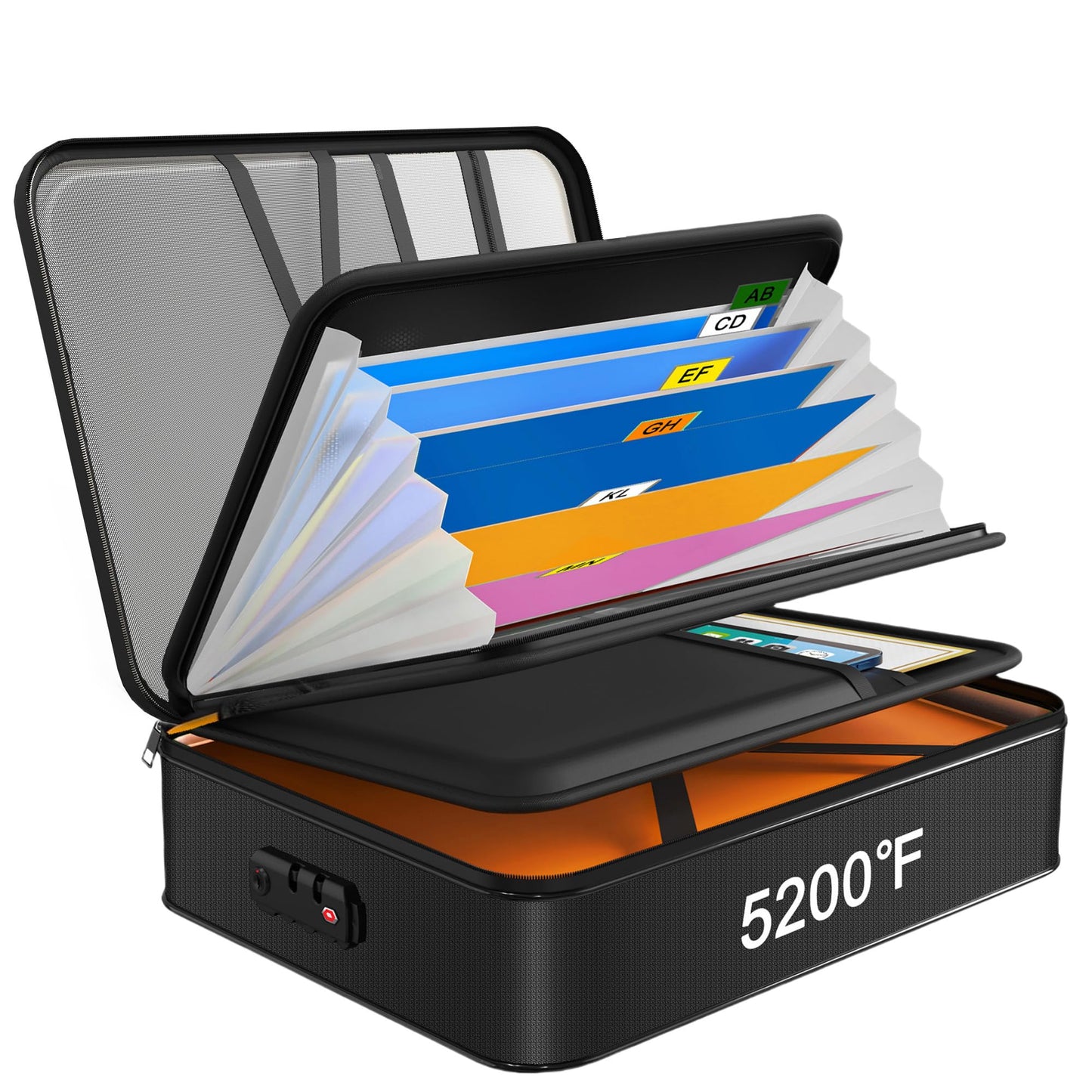 Noiposi 5200℉ Document Organizer with Lock, Fireproof Document Box,Portable Home Travel Safe Storage Box for Important Documents,File and Birth Certificate