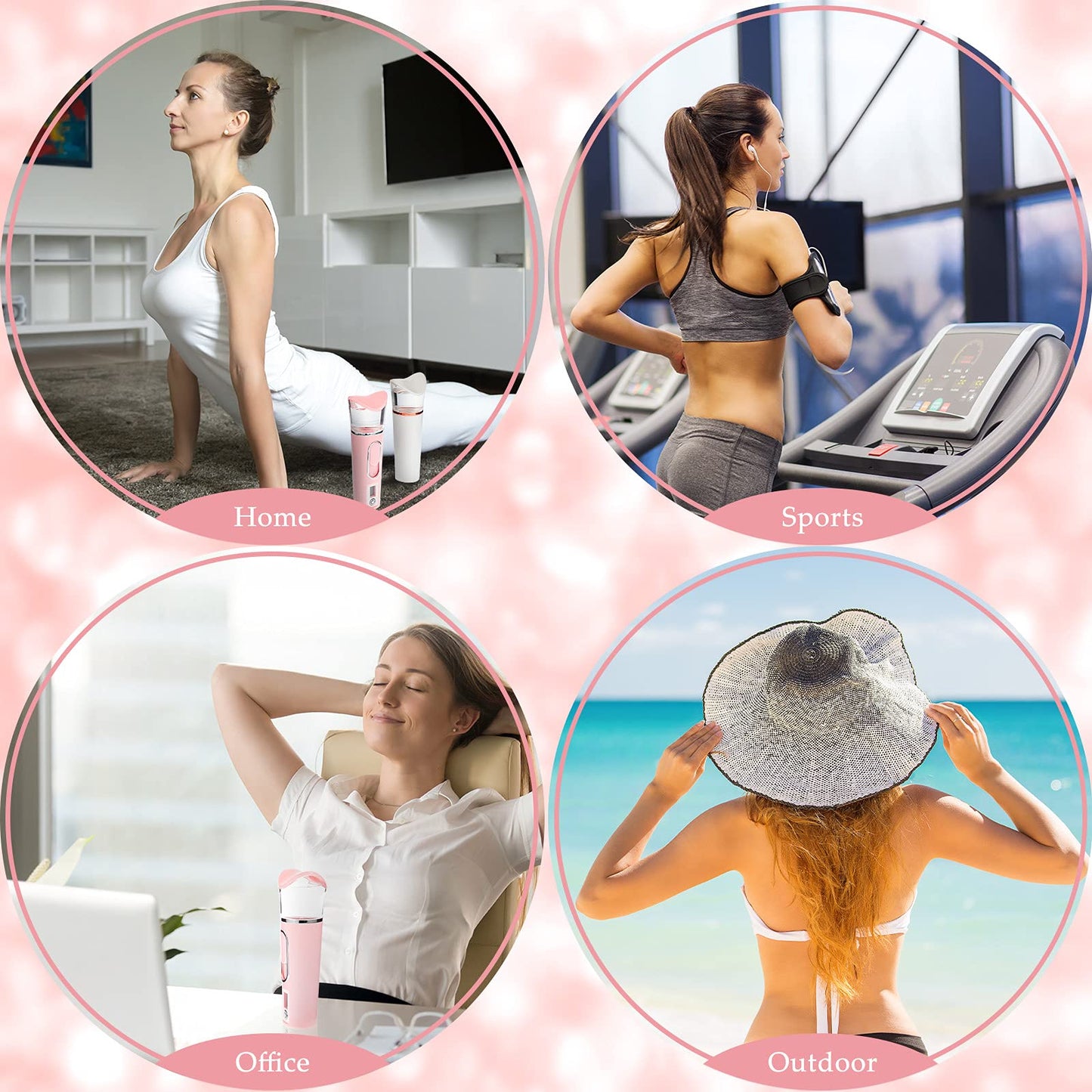 2 Pieces Handy Nano Mist Sprayer with Skin Analyzer Moisture Tester Portable Nano Facial Mister Face Steamer Atomization Mini Eyelash Extensions USB Rechargeable Moisturizing & Hydration for Skin Care