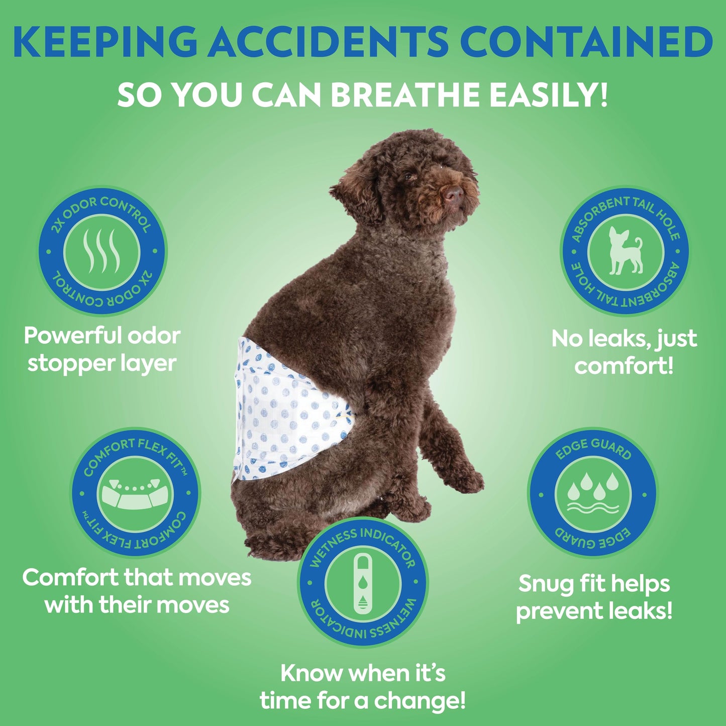 OUT! PetCare Disposable Dog Diapers Male, Puppy Belly Band, Potty Training, Doggie Diapers, Belly Bands for Male Dogs, Puppy Training, Incontinence, (M/L, 96ct)
