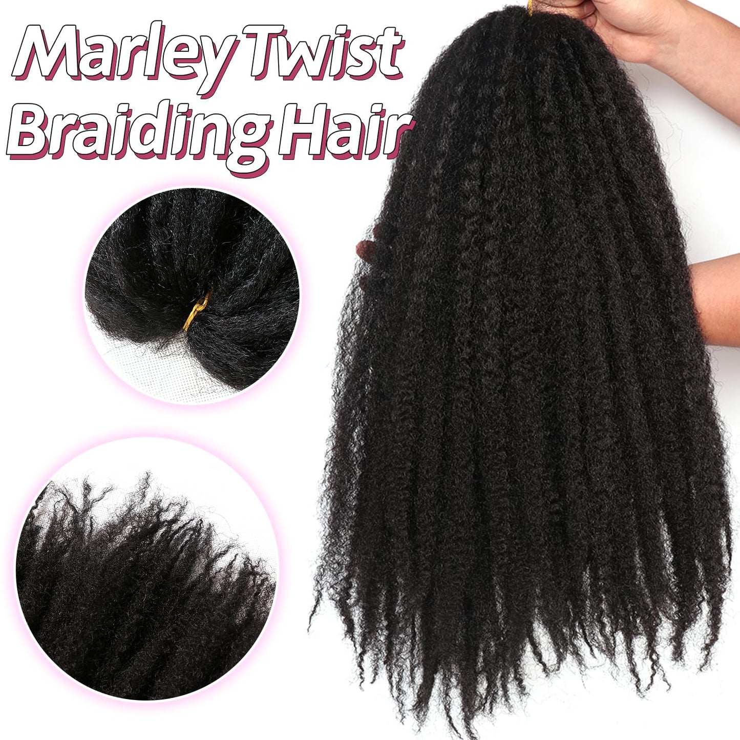 Marley Twist Braiding Hair-18 Inch 180Roots/unfold Soft Soft Marley Twist Hair For Twists 6 Packs Lightweight Cuabn Twist Hair For Black Women (18 Inch 6 Packs, 1B#)