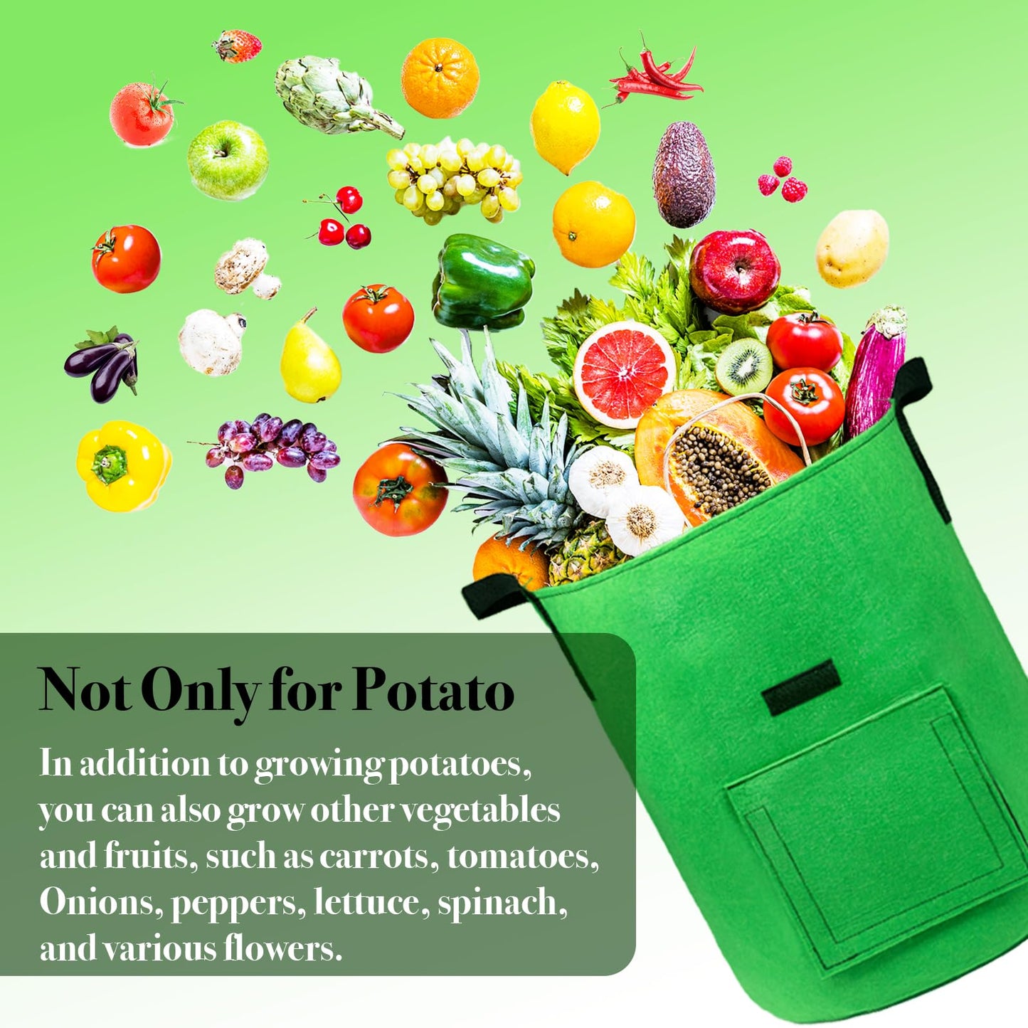 4Packs Colorful Potato Grow Bags, 15Gallon Heavy Duty Potato Bags for Growing Potatoes, Fabric Potato Planter