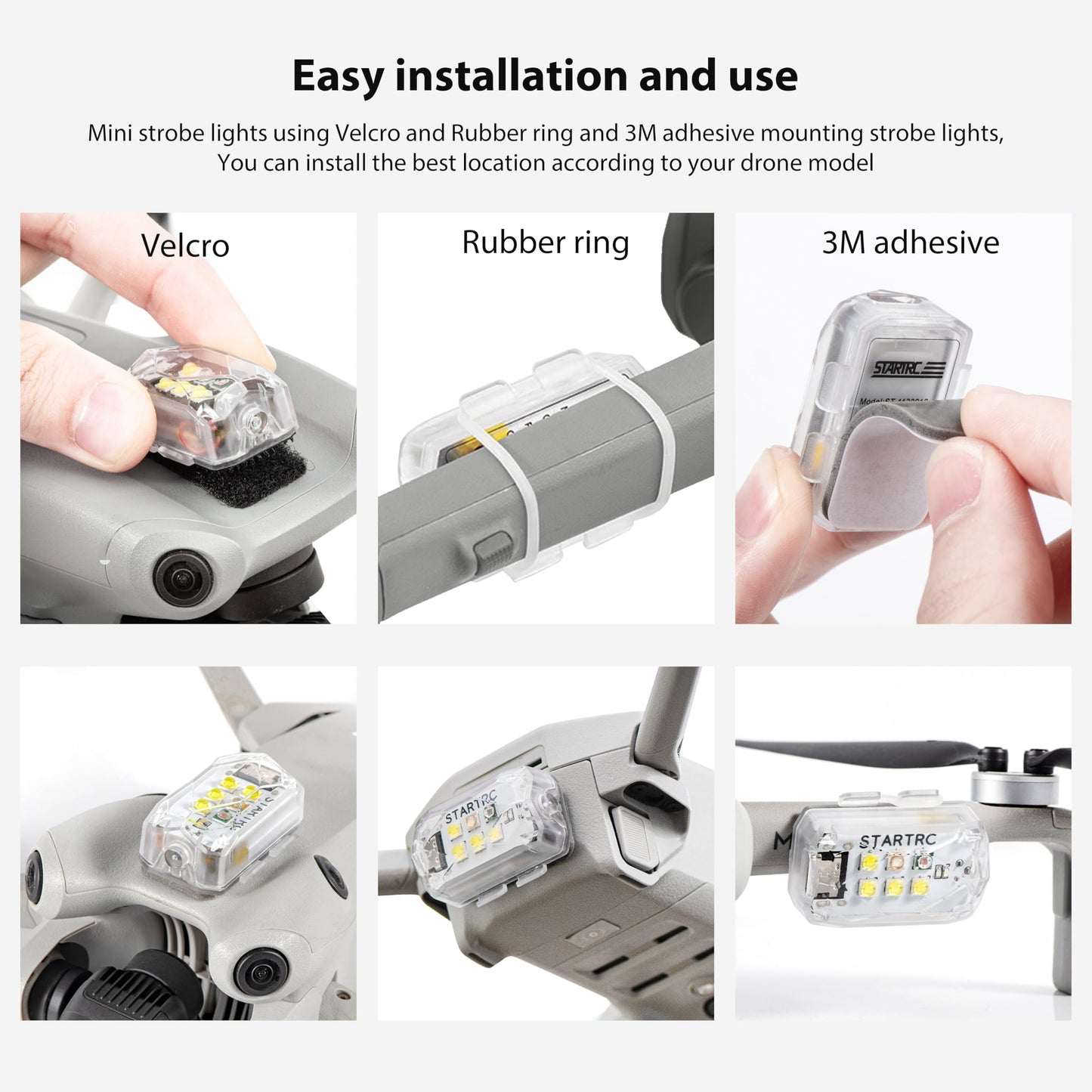 STARTRC Drone Strobe Light, Anti Collision Light, Rechargable Flash Led Lamp Light for FAA Drone Night Flying, Fits For DJI Mini 4 Pro, Air 3, Mavie 3, Mini 2 SE and All RC Drones Accessory(2pc)