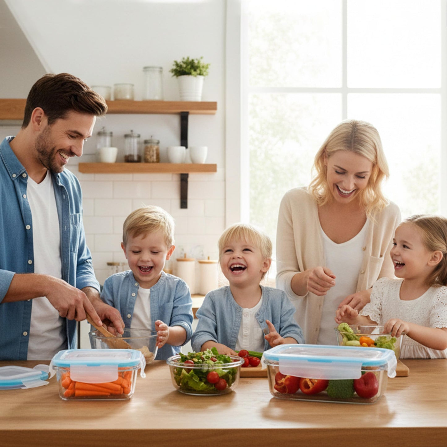 KICHLY 9 Pack Glass Container Food Storage with Airtight Lids, Leakproof Lunch Boxes, BPA-Free, Large, Small and Round Meal Prep Glass Storage Containers, Microwave Safe
