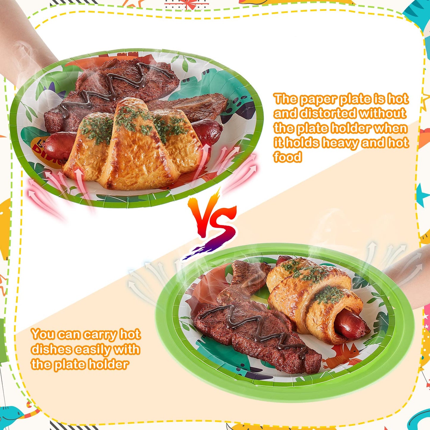 Tessco for you 24 Pcs Reusable Plastic Paper Plate Holders 10 Inch Heavy Duty Plastic Paper Plate Holder Set with Snap in Grooves for 9 Inch Plates, Dishwasher Safe for Picnic Party BBQ (Mixed Colors)
