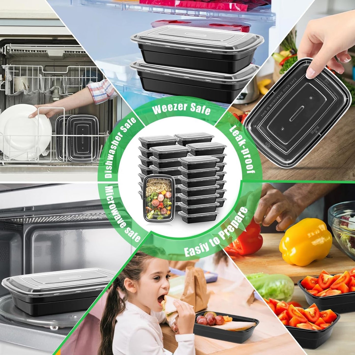 50 Pack (32 oz) Meal Prep Containers, Lunch Bento Boxes with Lids, Portable Lunch Food Storage Container Kitchen Food to Take Out Containers with Lids Camping Picnic Box Microwave (50, Rectangular)