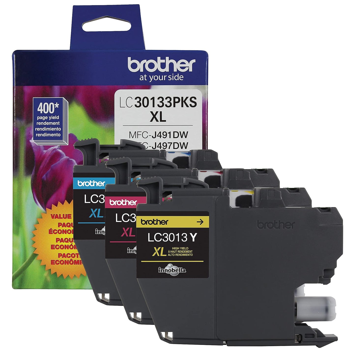Brother Genuine LC30133PKS High-Yield Colour Ink Cartridge Value Pack (3), Original Ink Replacement cartridges, Cyan/Magenta/Yellow, Ink for Brother Inkjet Printers MFC-J491DW, MFC-J497DW, MFC-J690DW