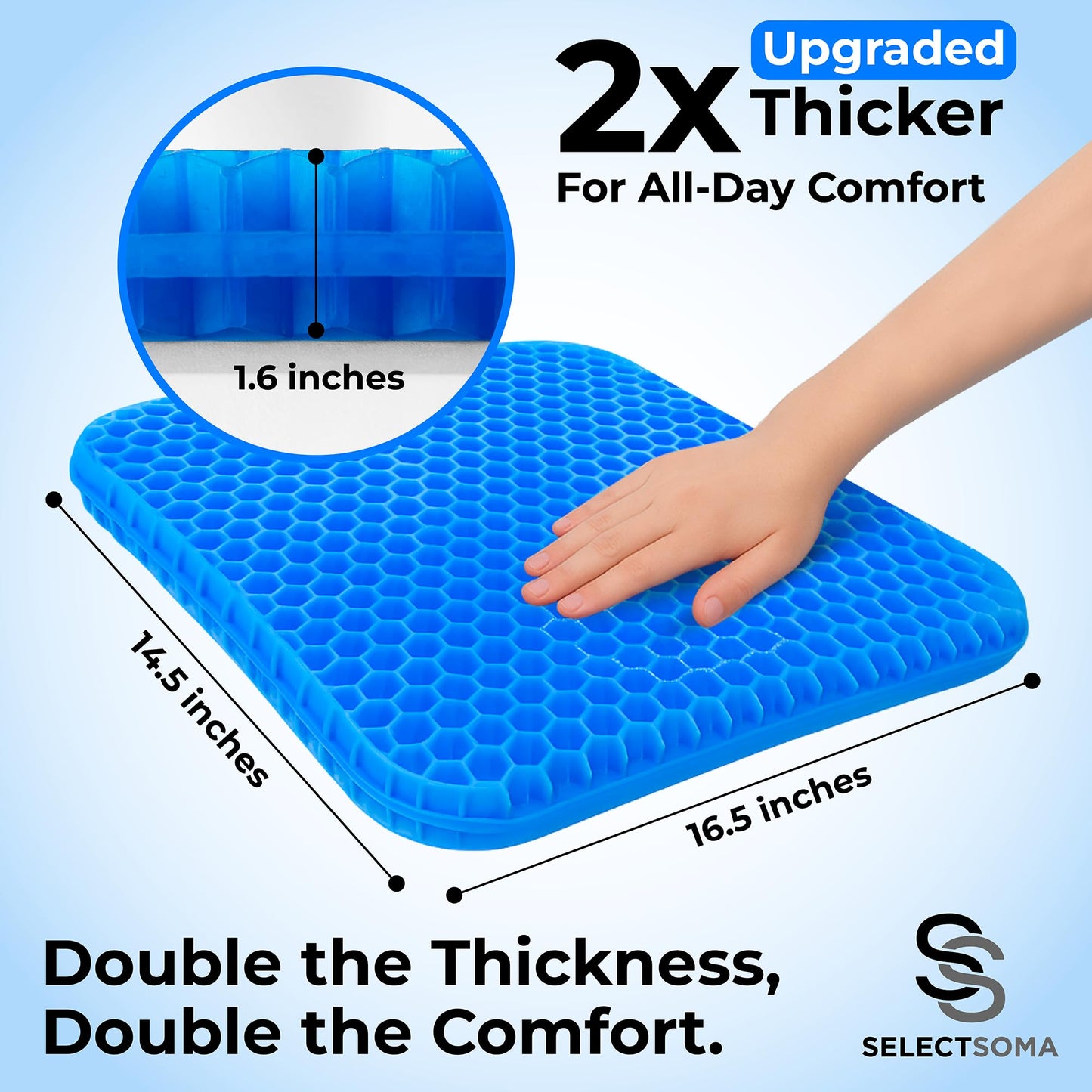 Gel Seat Cushion for Long Sitting – Car Seat Cushion and Office Chair Cushion for Back, Sciatica, Coccyx, Tailbone Pain Relief – Wheelchair Cushion for Pressure Relief – Egg Seat Gaming Chair Cushion