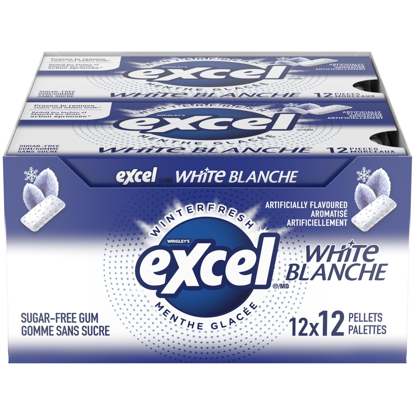 EXCEL White, Fresh Mint Flavoured Sugar Free Chewing Gum, 12 Pieces, 12 Packs