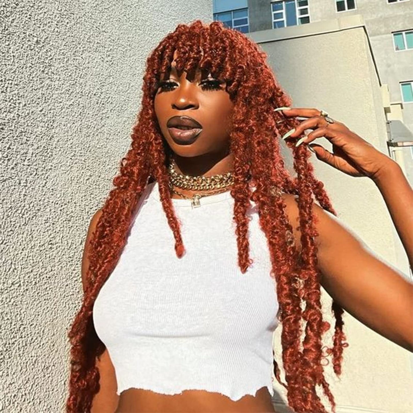 ZRQ Butterfly Locs Crochet Hair 30 Inch 6 Packs Cooper Red Distressed Faux Locs Pre-looped Synthetic Crochet Braids Extended Soft Locs For Women Extensions (30 Inch,350#)