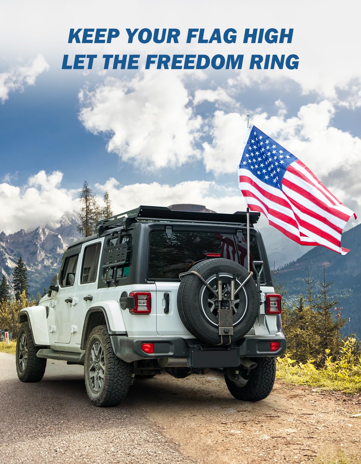 JOYTUTUS Flag Pole Holder Compatible with Wrangler JL, Tailgate Flag Mount for JL JLU 2018-2026, Multi-Function Flagpole Bracket, No Drilling