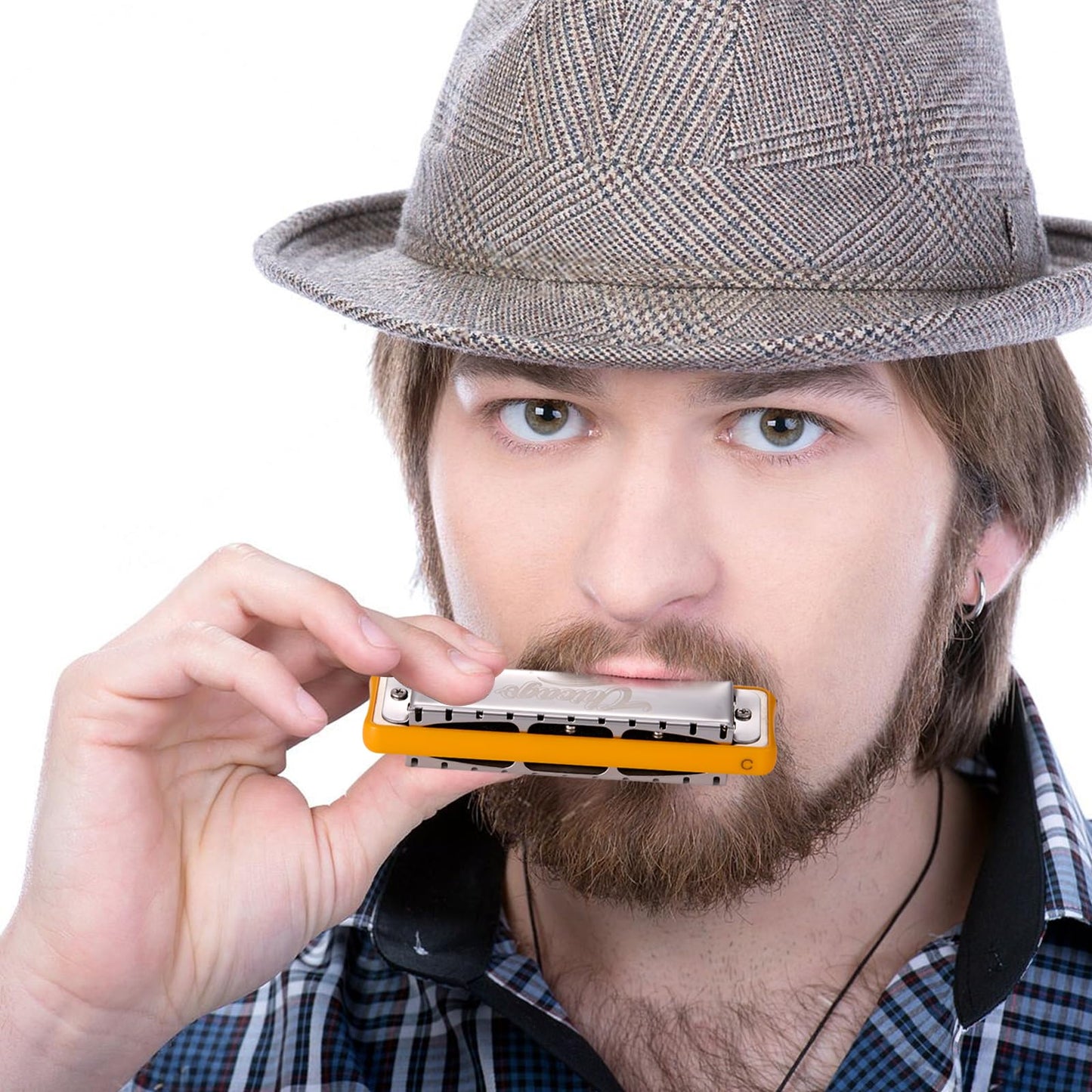 Harmonica JDR Blues key of D 10 Holes 20 Tones Harps Armonica for Adults Professional Beginners Mini Mouth Organ with Case Chicago (D)