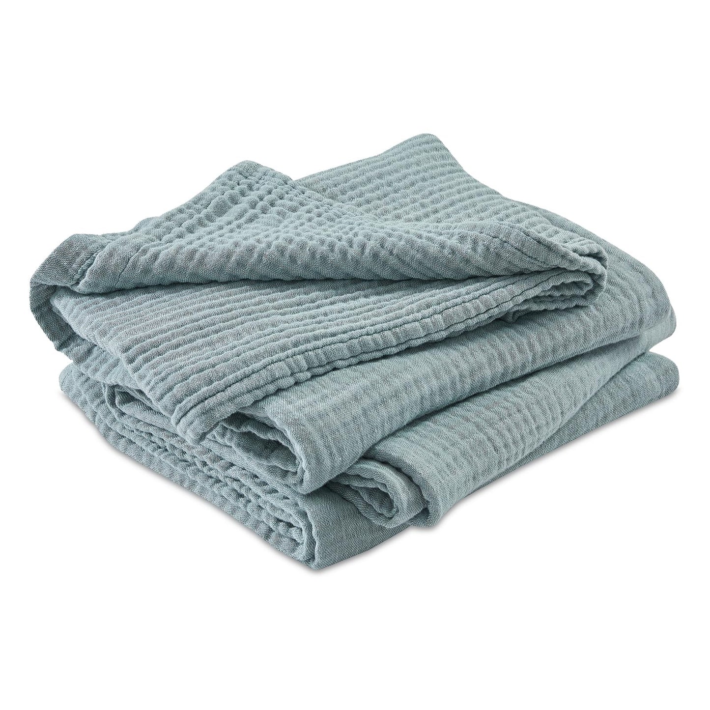 EMME Cotton Muslin Queen Blanket Bed Layering Bedspread Coverlet Breathable Gauze Soft Lightweight (Heather Teal, 90"x90")