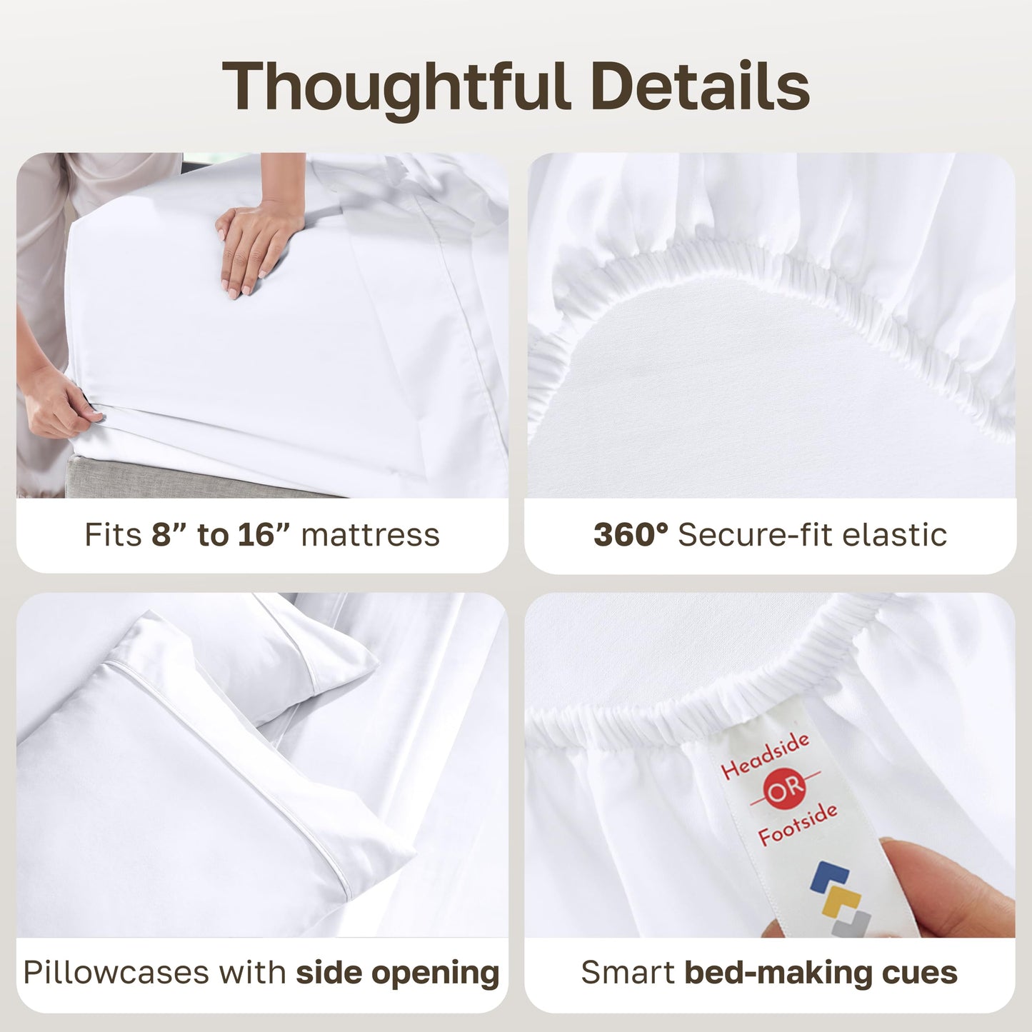 California Design Den Softest 100% Cotton Sheets, Full Size Sheet Sets, 4 Pc Set, 400 Thread Count Sateen Bedding, Deep Pocket Sheets, Cooling Sheets, Full Size Sheets, Breathable Bed Set (White)