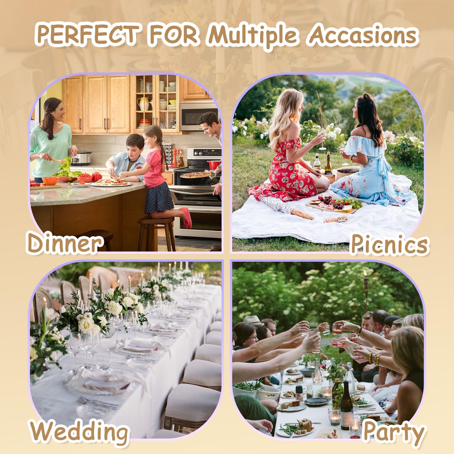 MYSKY HOME Faux Linen Table Cloth Nappe Table Rectangulaire 60x84 Inch, Boho Tablecloth Dustproof Table Cover for Kitchen Party Holiday Christmas Wedding Banquet, Beige with Beige Tassels