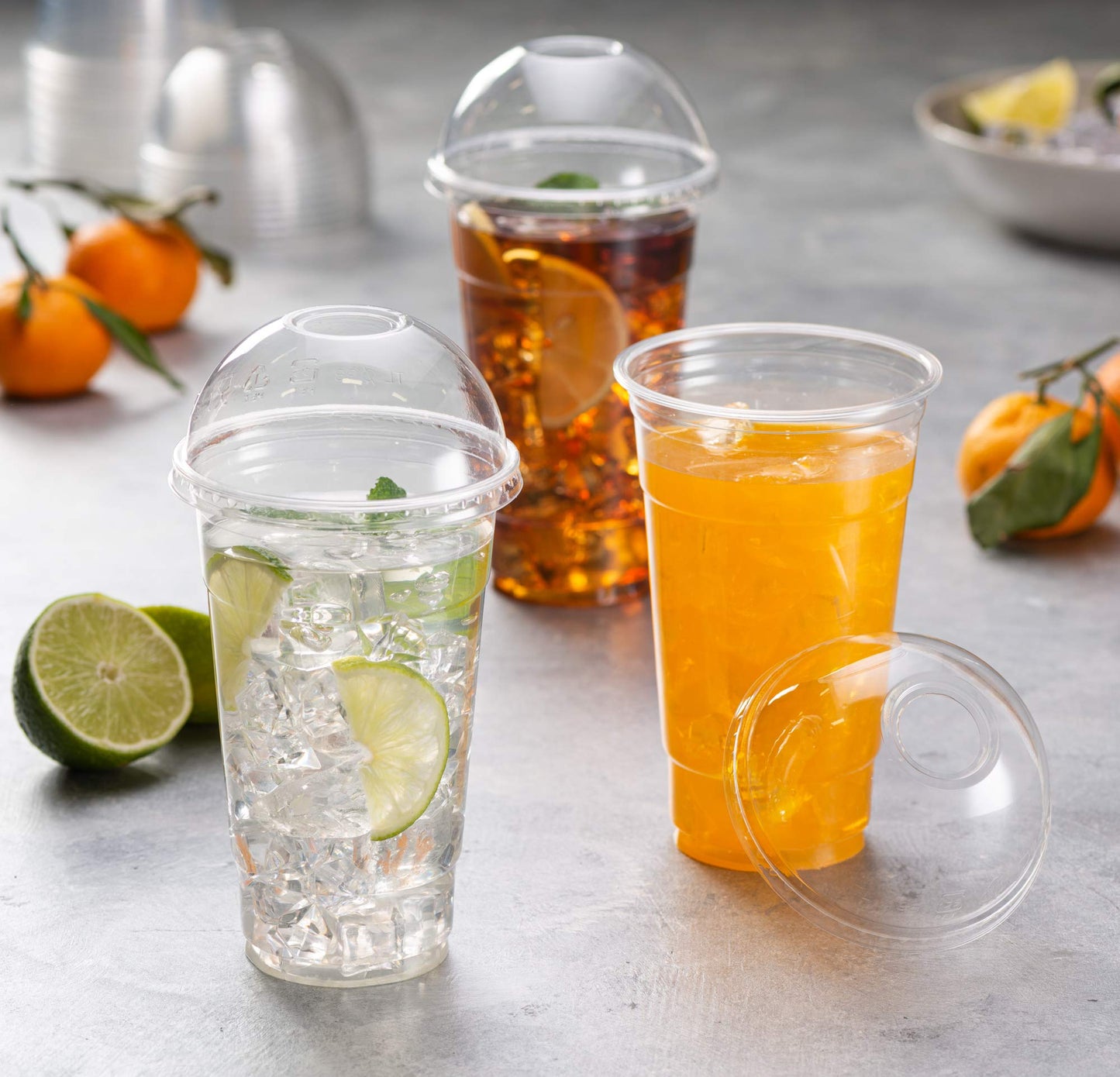 [50 Sets - 24 Oz] Crystal Clear PET Plastic Cups With Dome lids for Iced Coffee, Cold Drinks, Milkshake, Slush Cup, Smoothy's, Slurpee, Party's, Plastic Disposable Cups