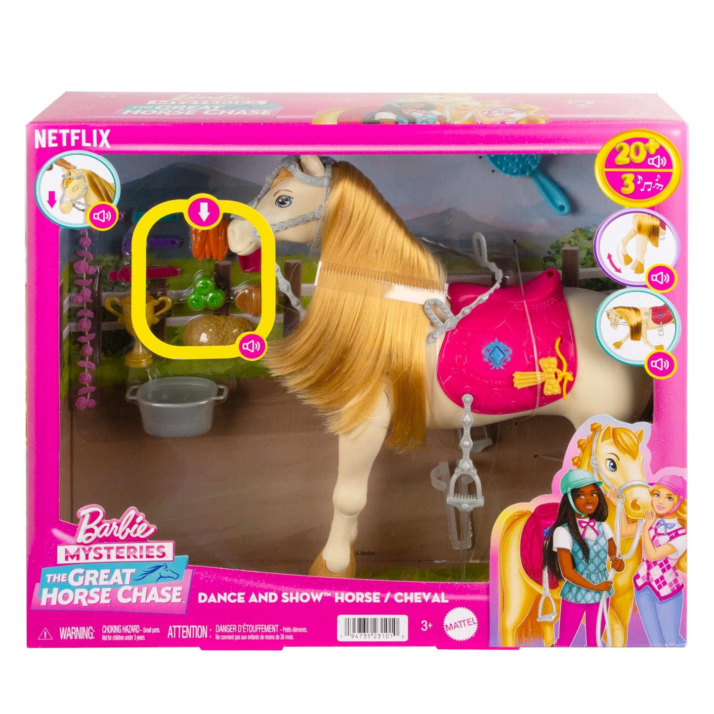Barbie Toy Horse with Sounds, Music & Accessories, Inspired by Barbie The Great Horse Chase, Horse Moves, Dances & Blinks Eyes