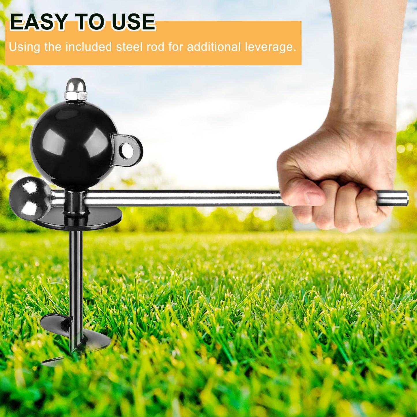 SELEWARE Anti-Rust Tie Out Stake Outdoor Anchor for Large Dogs up to 220 lbs With 30 ft Long Leash