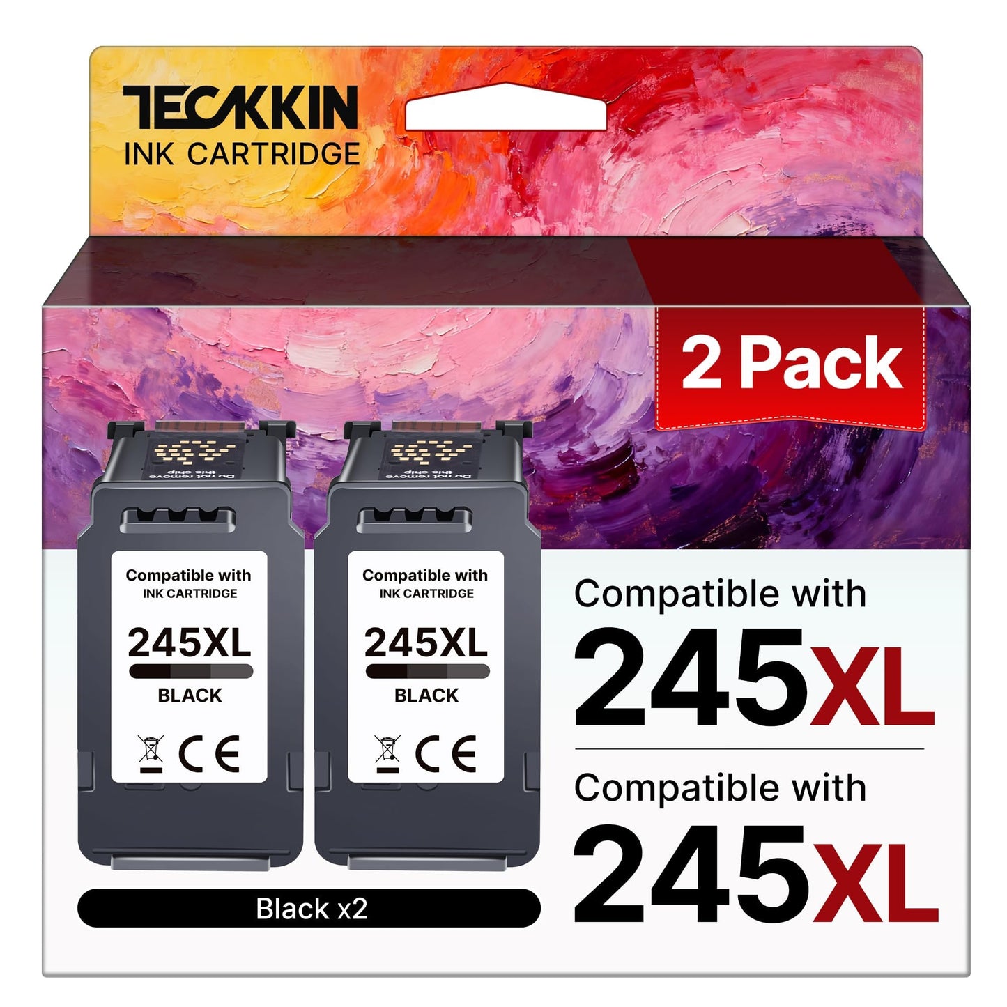 245XL Black High-Yield Ink Cartridge for Canon 245 PG245 Black Ink Cartridge Replacement Works with Canon PIXMA TS3420 TS3320 MG2525 MG2522 MG3020 MG2920 MX492 Printer (2 Black Pack)