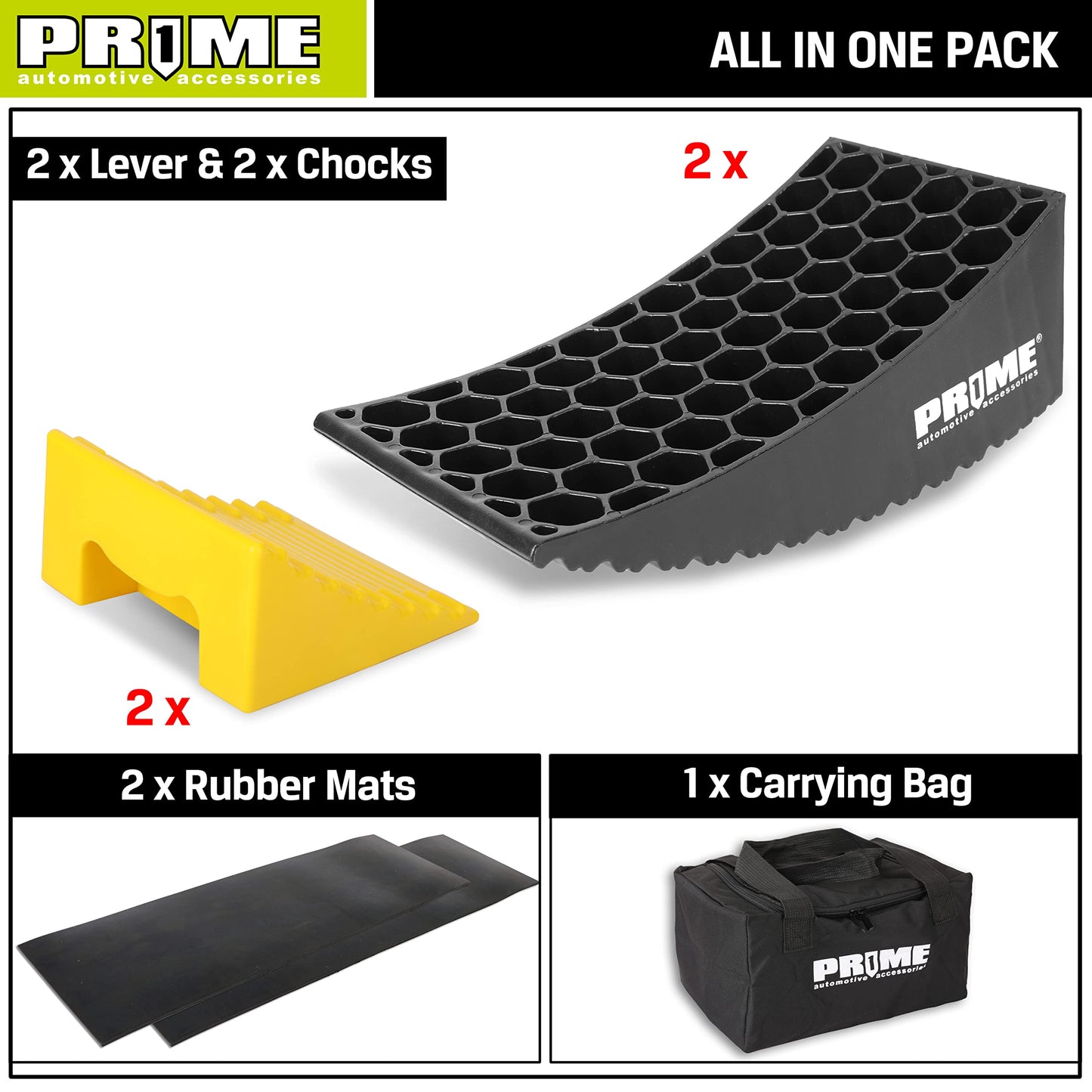 PR1MECamper Levelers RV Leveling Blocks, HDPE Curved Levelers, Include 2 Levelers, 2 Chocks, 2 Mats, and 1 Carrying Bag