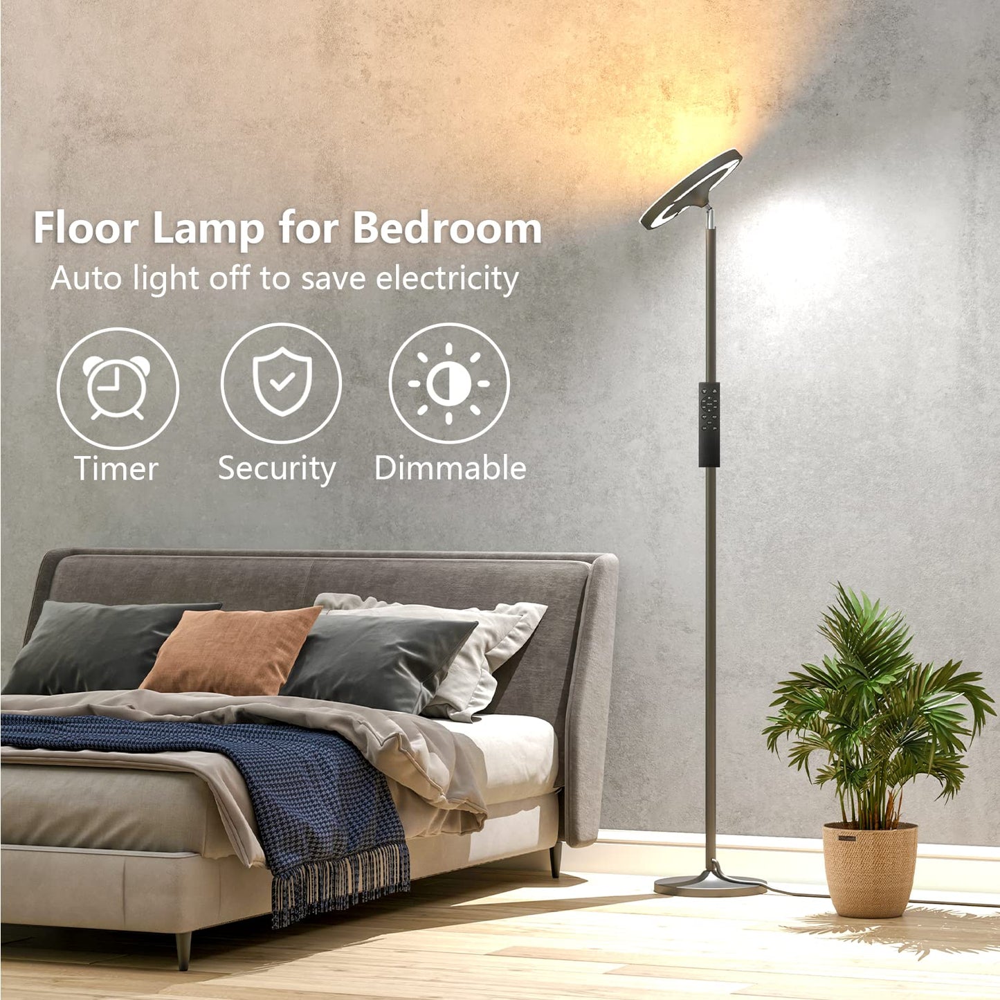 Keepsmile Double Side Lighting LED Floor Lamp with Remote Smart App,36W/2600LM Super Bright Dimmable RGB Floor Lamp,Adjustable Angle Standing Lamp for Living Room Bedroom Office Lampe Sur Pied,Black