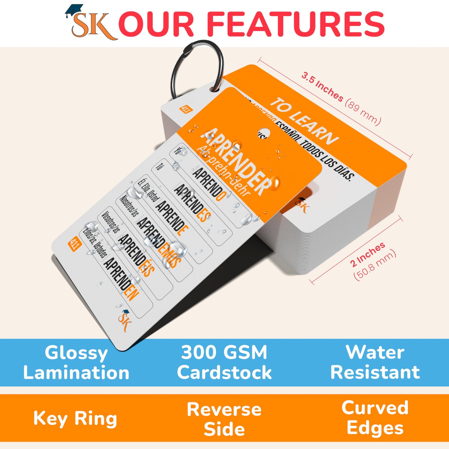 500+ English-Spanish Flash Cards for Adults and Kids 15+, Verb Conjugation, Nouns, Adjectives, and Phrases to Learn Spanish for Adult Beginners