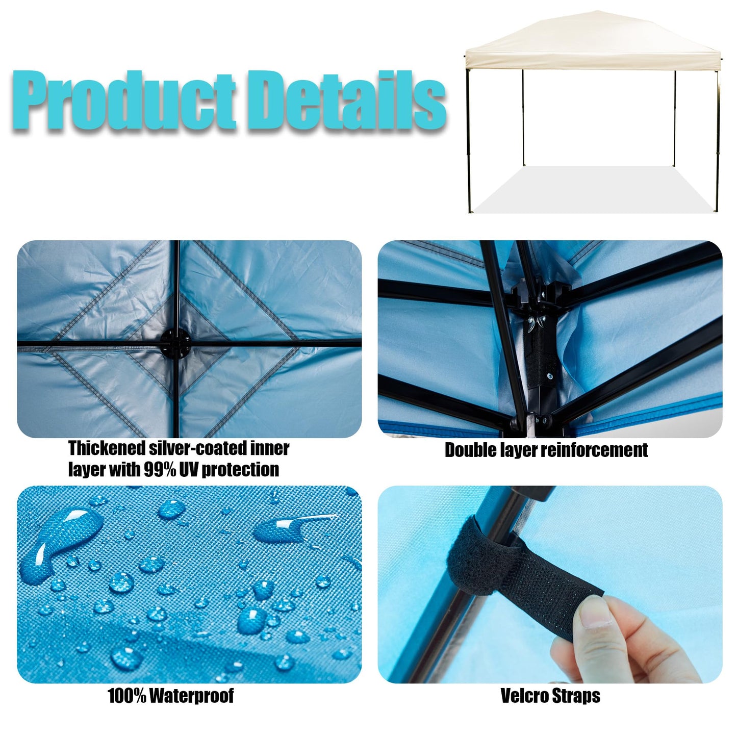 NINAT Canopy Replacement Top Tent Top Cover for 10x10ft Pop Up Paty/Tent (Vertical Leg) Instant Canopy Cover Beige 1pcs Only