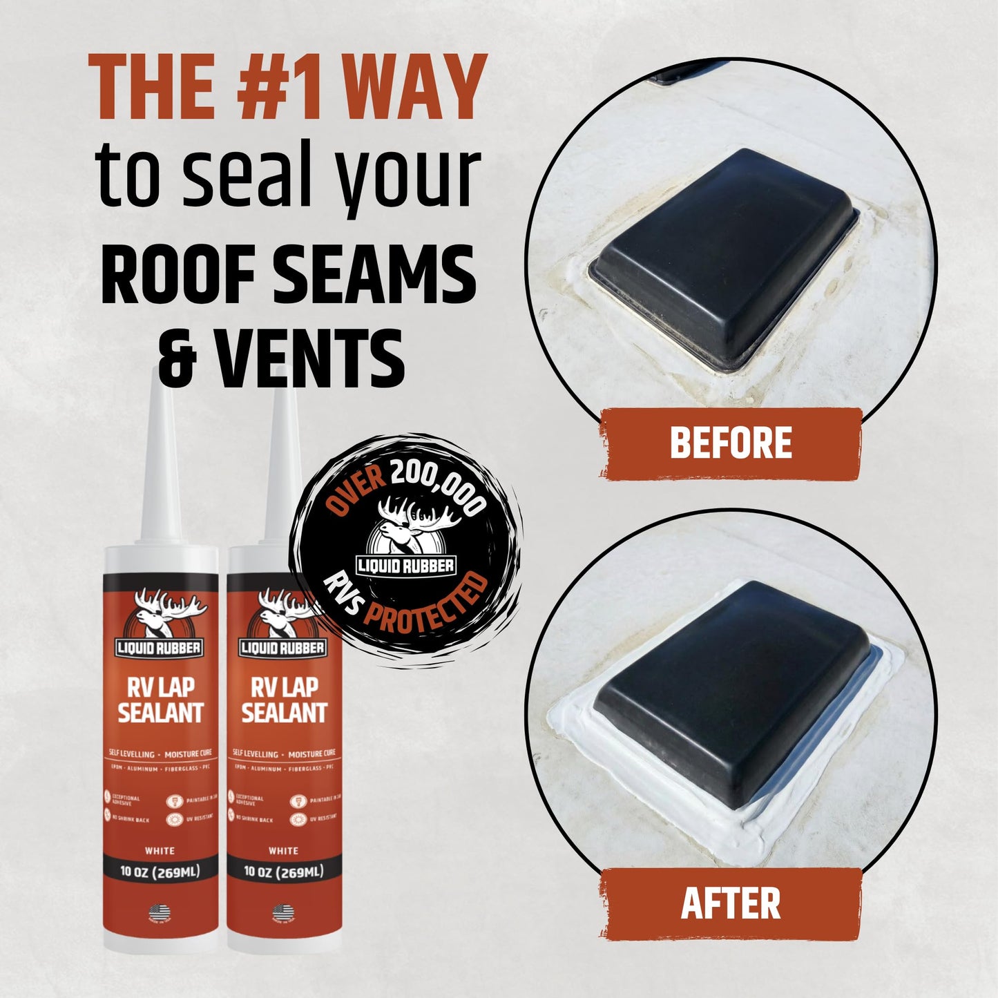 Liquid Rubber RV Lap Sealant, White, 2 Pack