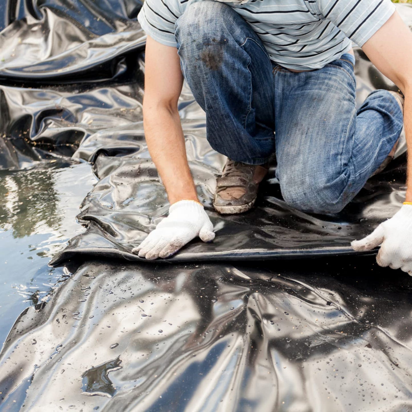 Yarlung 10 x 13 Feet Pond Liner, 20 Mil Pond HDPE Mat Black Pond Liner for Fish Ponds, Waterfall, Garden Fountains