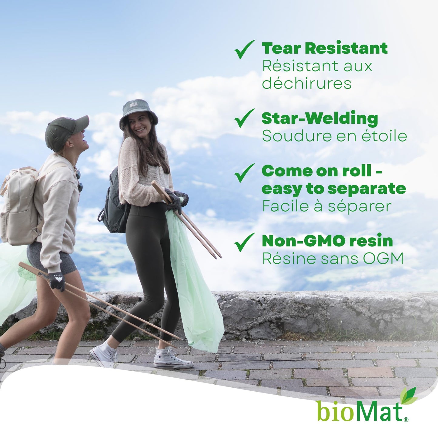 bioMat 132l / 35 Gallon Compostable Wheelie Bin Liners, 30 Count, BPI ASTM D6400, Large Compost Bags for Organic Waste and Residual Waste Bins