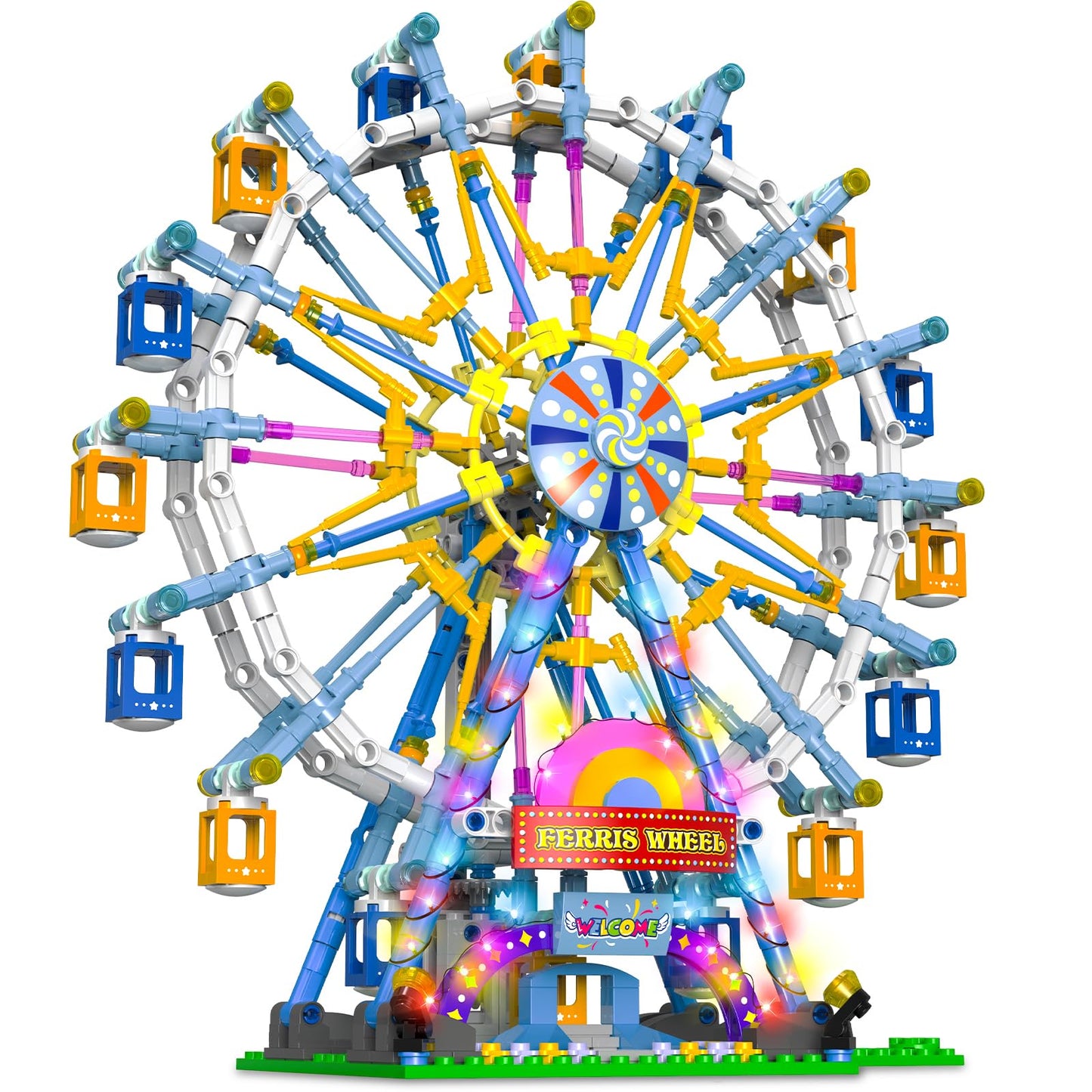 2025 Newly Upgrade Ferris Wheel Building Set with Fairy Light, Two-Way Rotating Ferris Wheel Building Blocks Set of 813 PCS, Amusement Park Model Kit for Kids Ages 8+, Ideas Gift for Boys and Girls