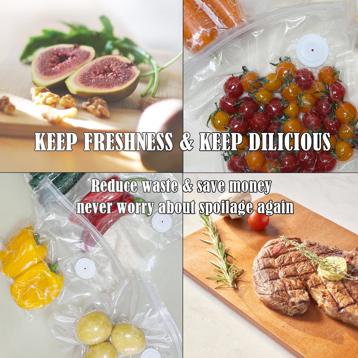 Vacuum Sealer, Handheld Compact Vacuum Sealer, Sealer Pump & Food Saver with 30 Reusable Vacuum Bags for Food Fresh & Storage (1 Pump+30 Bags)