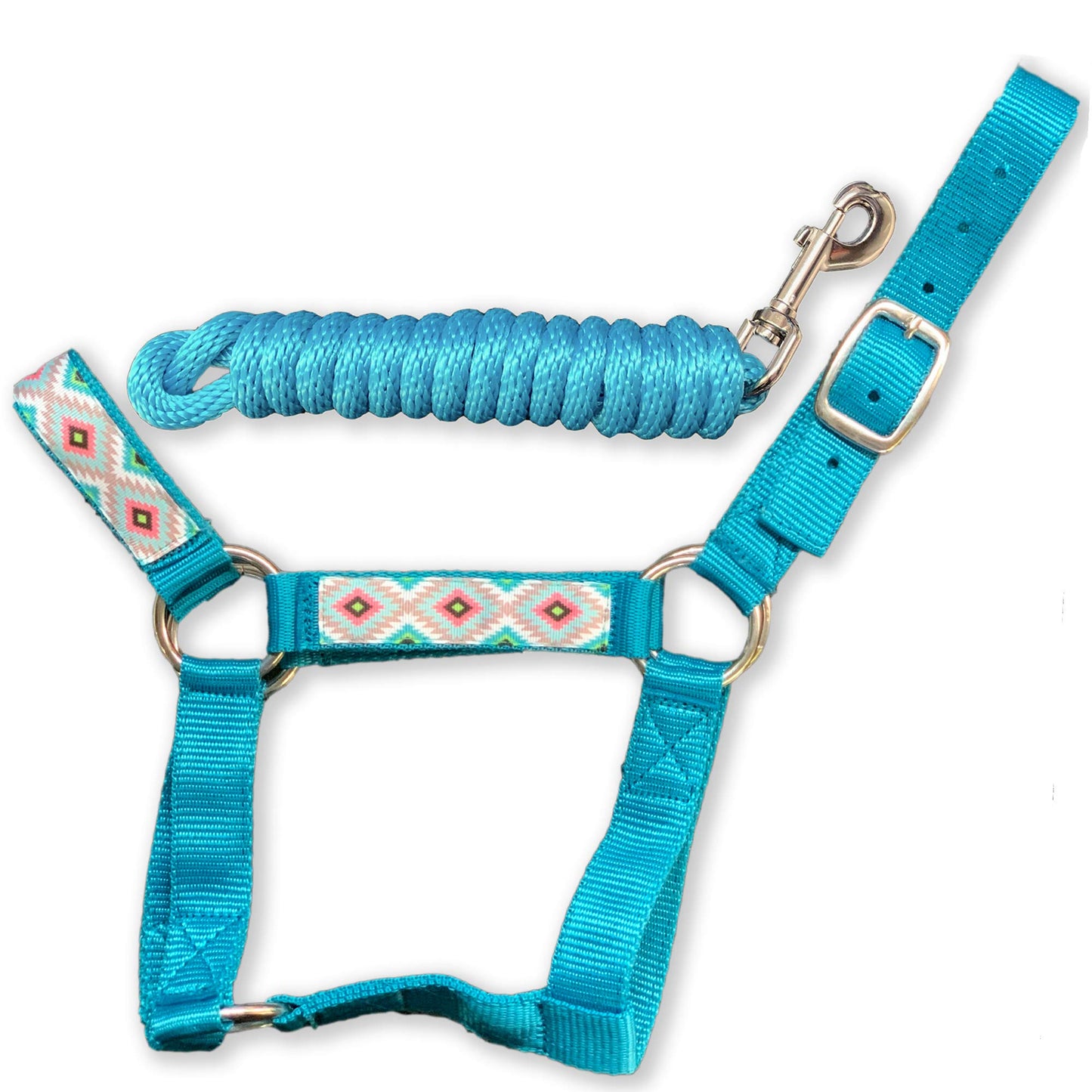 HalterUp Miniature Horse Halters and Lead Ropes (2 Item Bundle) Available in 10 Colors (Turquoise, Medium)