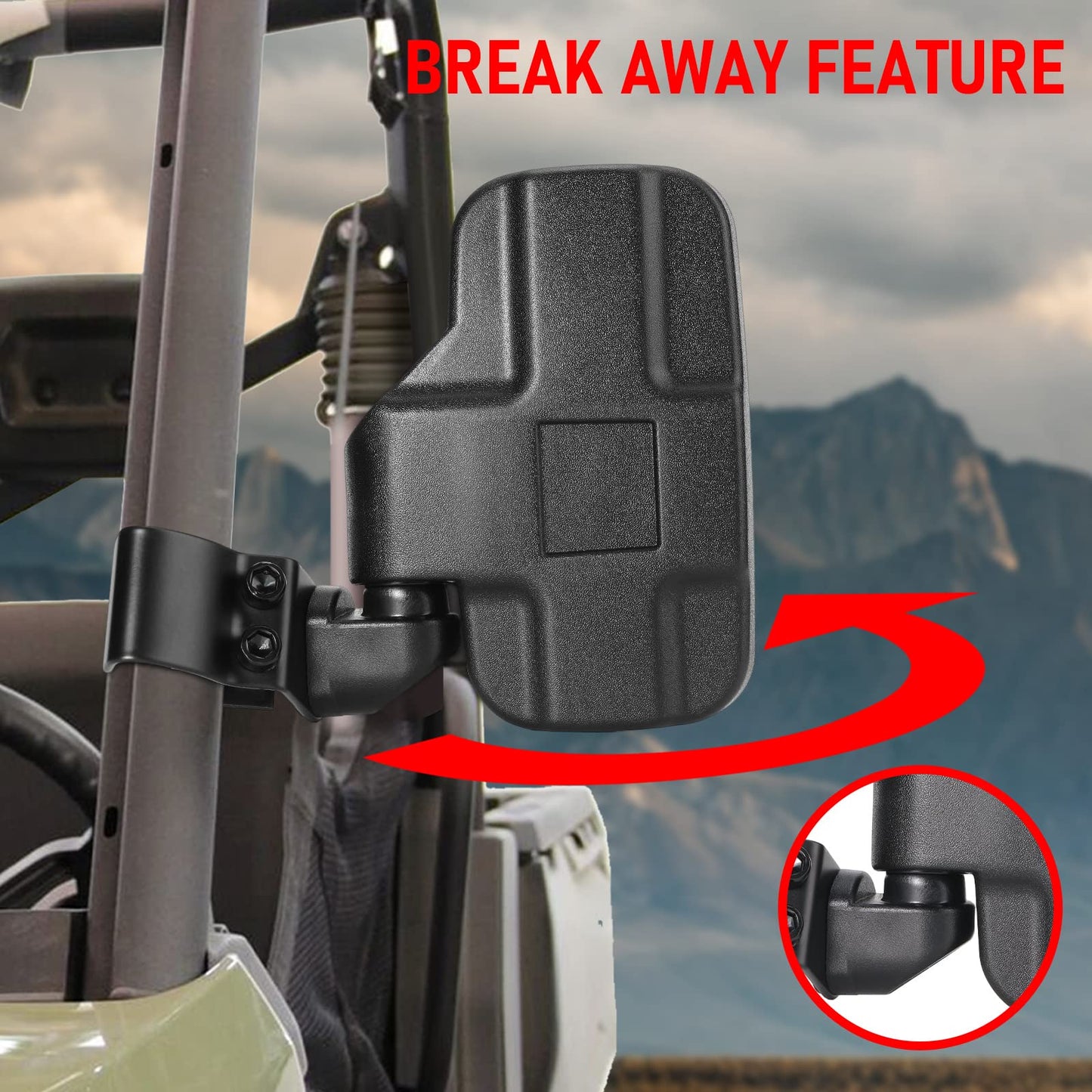 OFIG Ranger Side Mirrors, Break Away UTV Side Mirrors Compatible With Pro-Fit 2015-2026 Polaris Ranger General Can Am Defender Maverick Trail