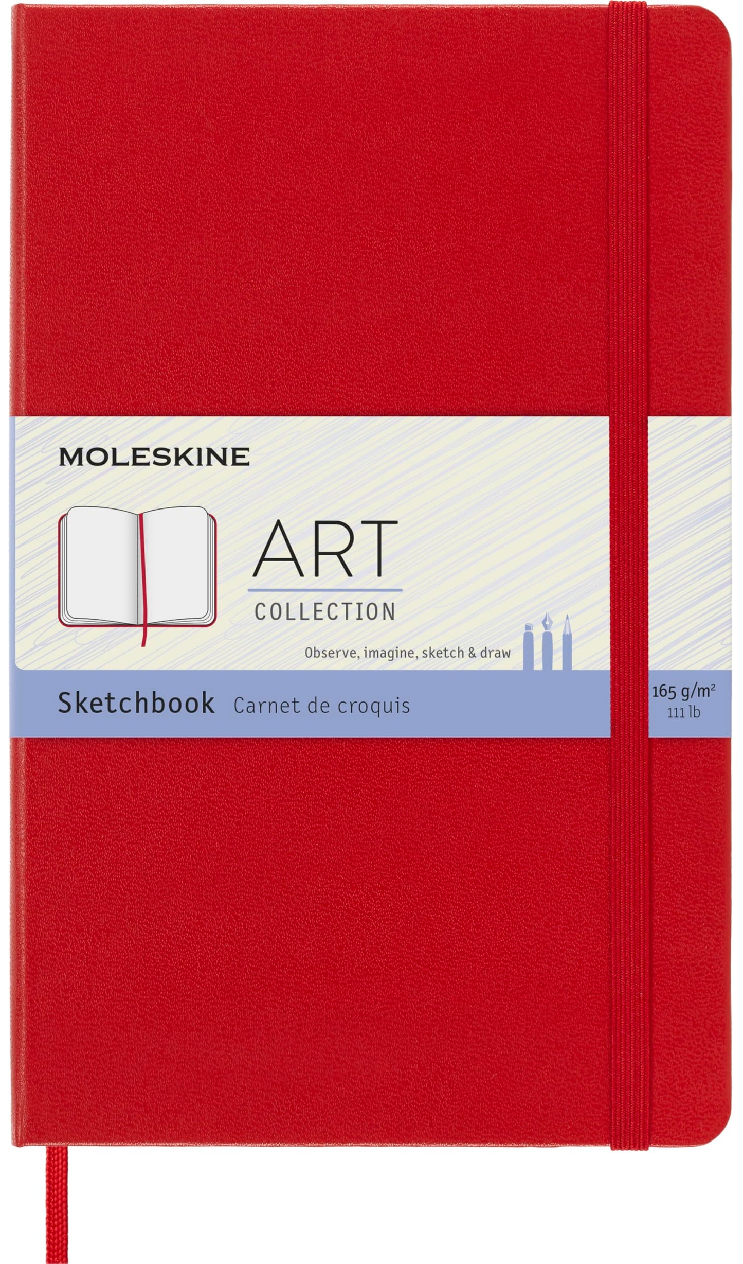 Moleskine Art Sketchbook, Hard Cover, Large (5" x 8.25") Plain/Blank, Scarlet Red, 104 Pages