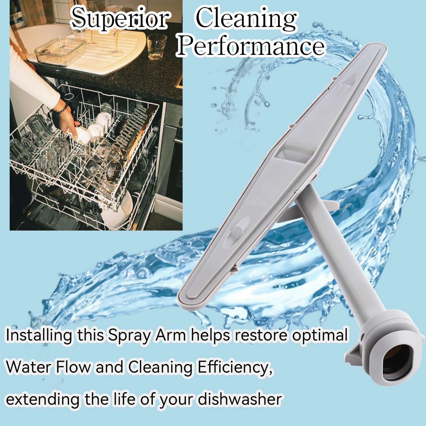 Dishwasher Upper Spray Arm 5304506740 Compatible with Frigidaire Dishwasher, Replaces 5304498136 PS11770527 Parts