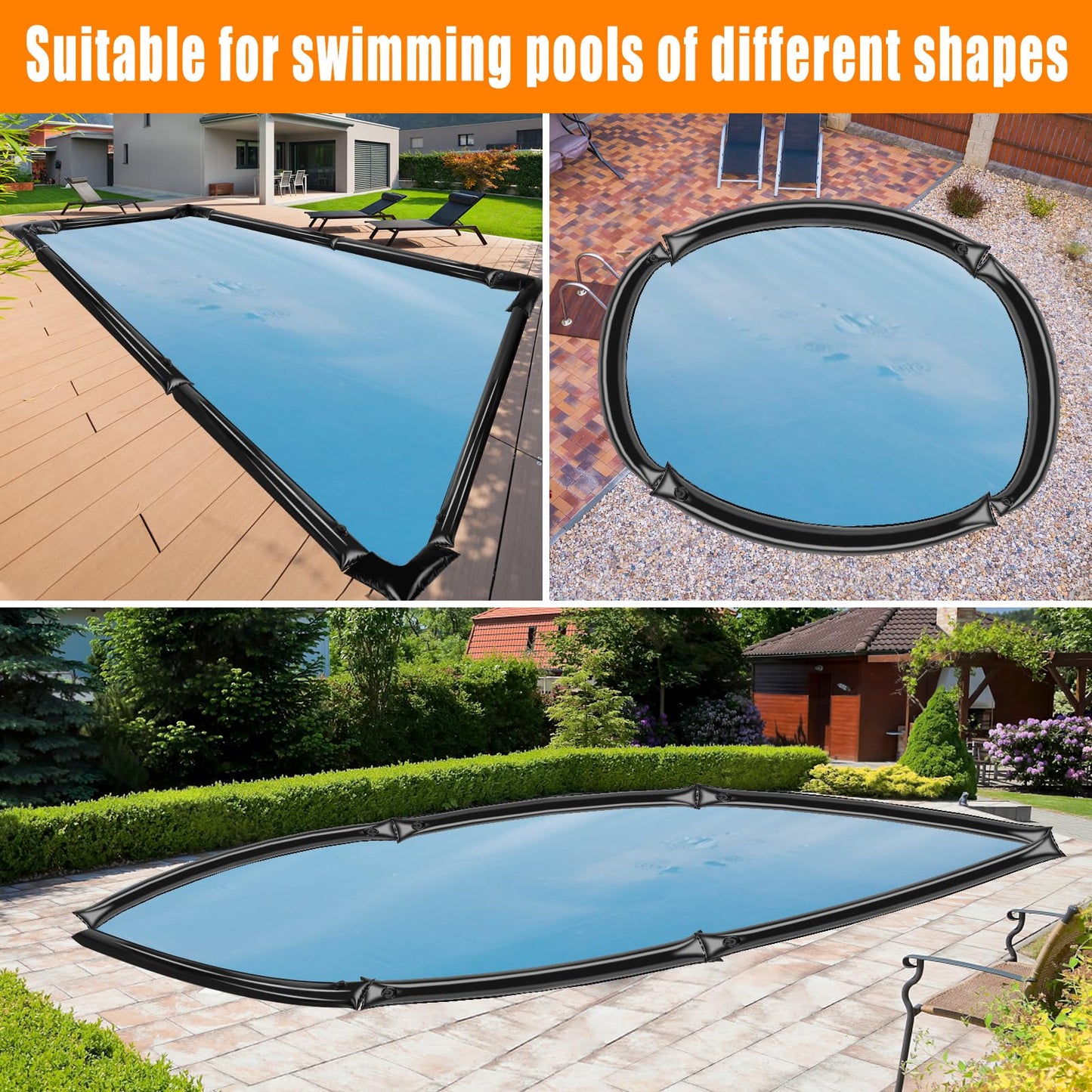 10 Pack 0.6mm Thicker Pool Cover Water Bags with Pool Cover Weights Corner, 8 Ft PVC Pool Water Tubes with Screw Caps for Winterizing for Inground Swimming Pool Winter Cover