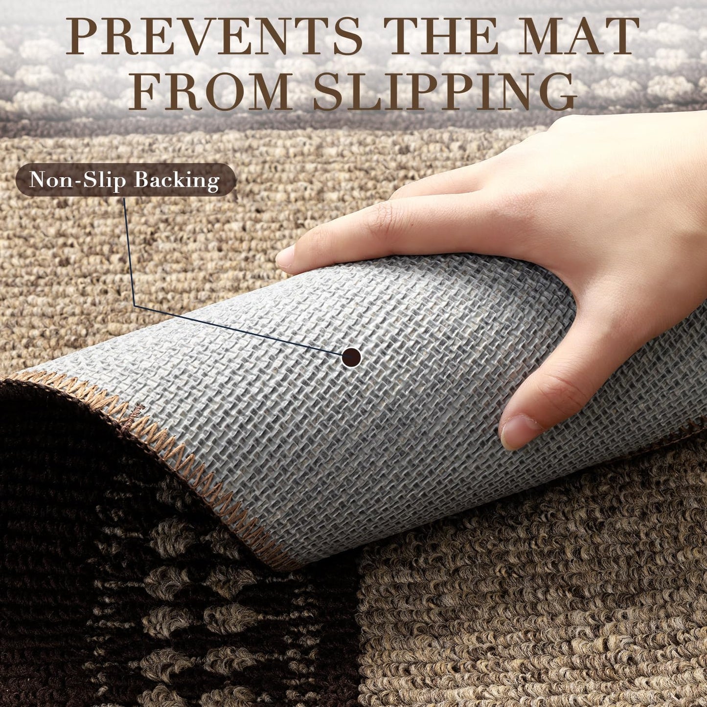 hicorfe Indoor Door Mat,36"x59"Non Slip Absorbent Front Doormat,Mud Trapper Washable Inside Entryway Rug,Low-Profile Floor Mats Rubber Backing Welcome Entrance Rug,Coffee