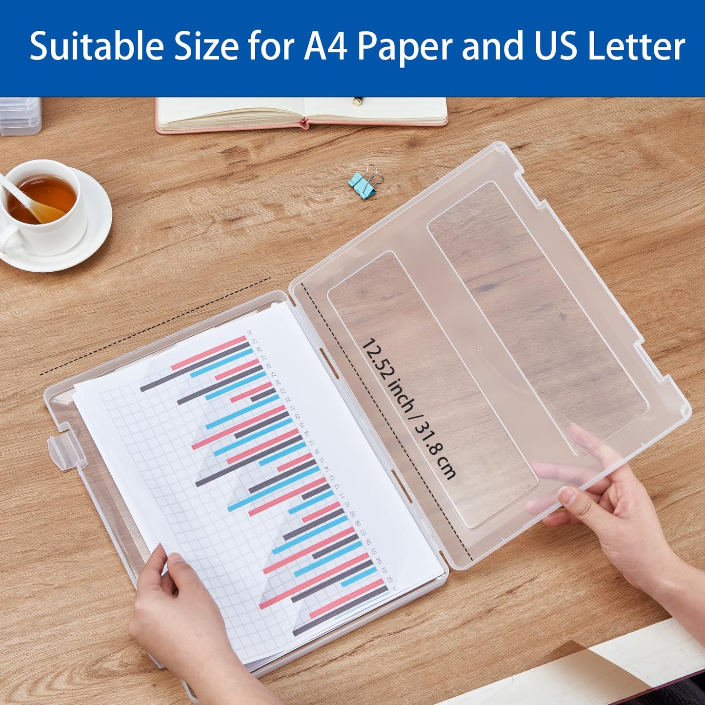 6 Pack A4 Paper Storage Box, 8.5 x 11 Project Case for US letter, Thick Scrapbook Storage Box Craft Storage Box Art Supplies Storage and Organization, Board Game Storage and Organizers
