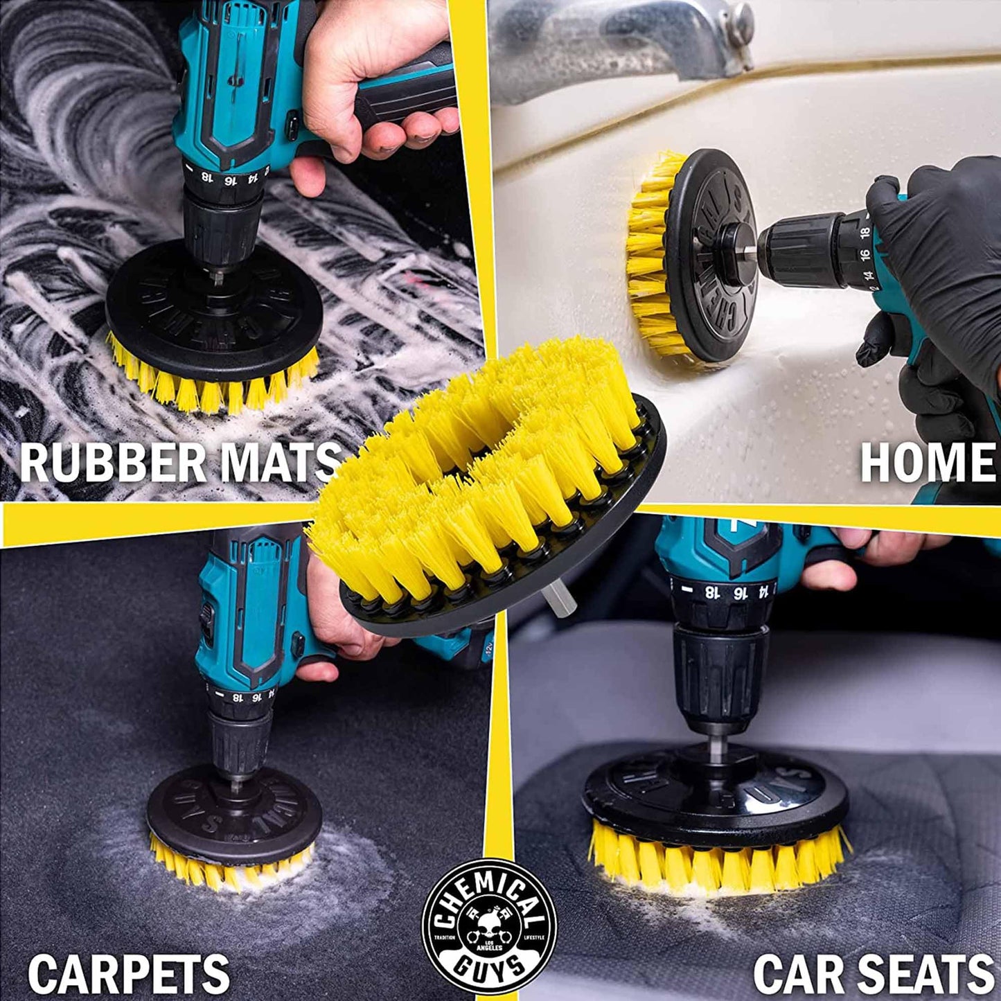 Chemical Guys Foaming Citrus Fabric Clean, Easy-to-Use Drill Brush Carpet & Upholstery Fabric Cleaning Kit (Car Carpets, Seats & Floor Mats), 473ml