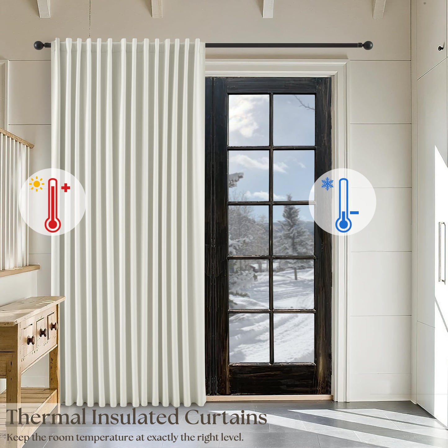 Black Out Linen Curtains for Bedroom 96 Inches Long Pleated Back Tab Rod Pocket Living Room Drapes Thermal Insulated with White Backing Blackout Linen Curtains 2 Panels Set 52x96 Inches White Ivory