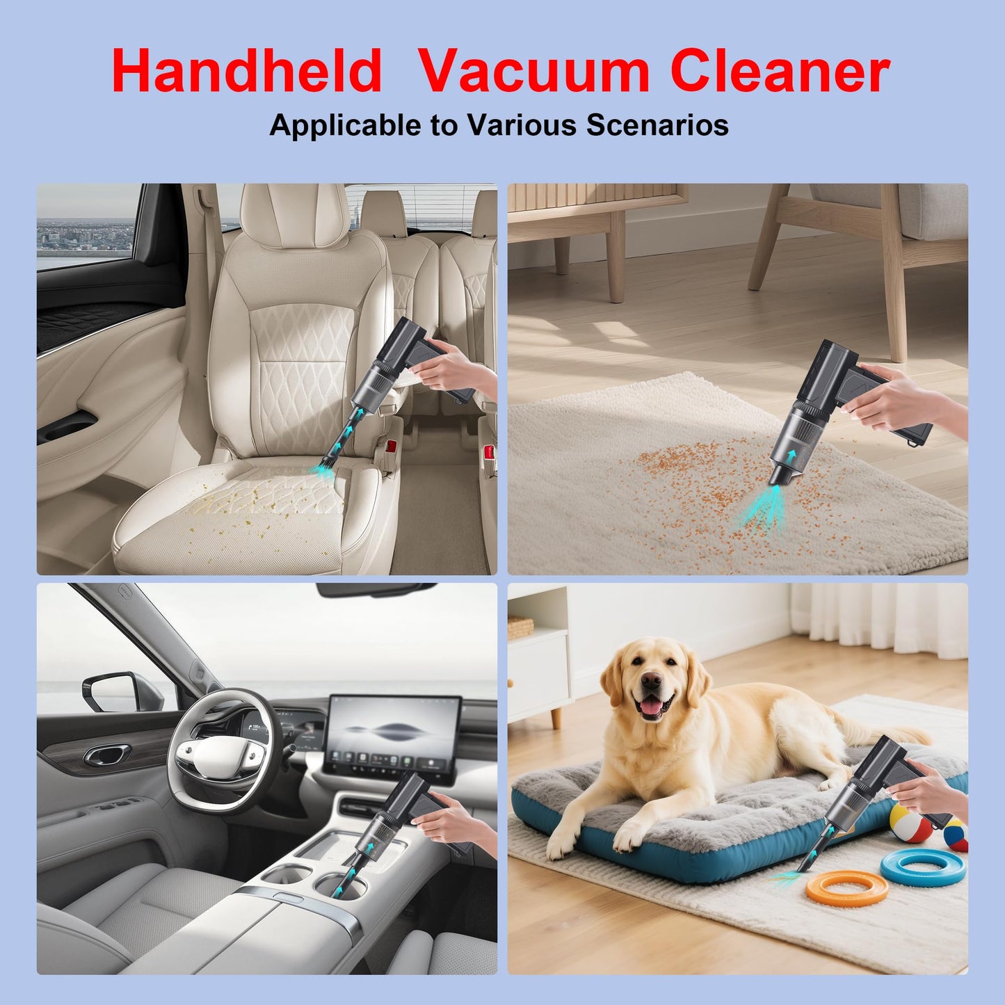 JVSCAM Compressed Air Duster,150000RPM Electric Air Duster, Vacuum Cleaner & Bag Vacuum 3-in-1, Rechargeable with 3-Gear Adjustable Wind Speed for Keyboard,Computer,Car,Home and Storage Bag Sealing