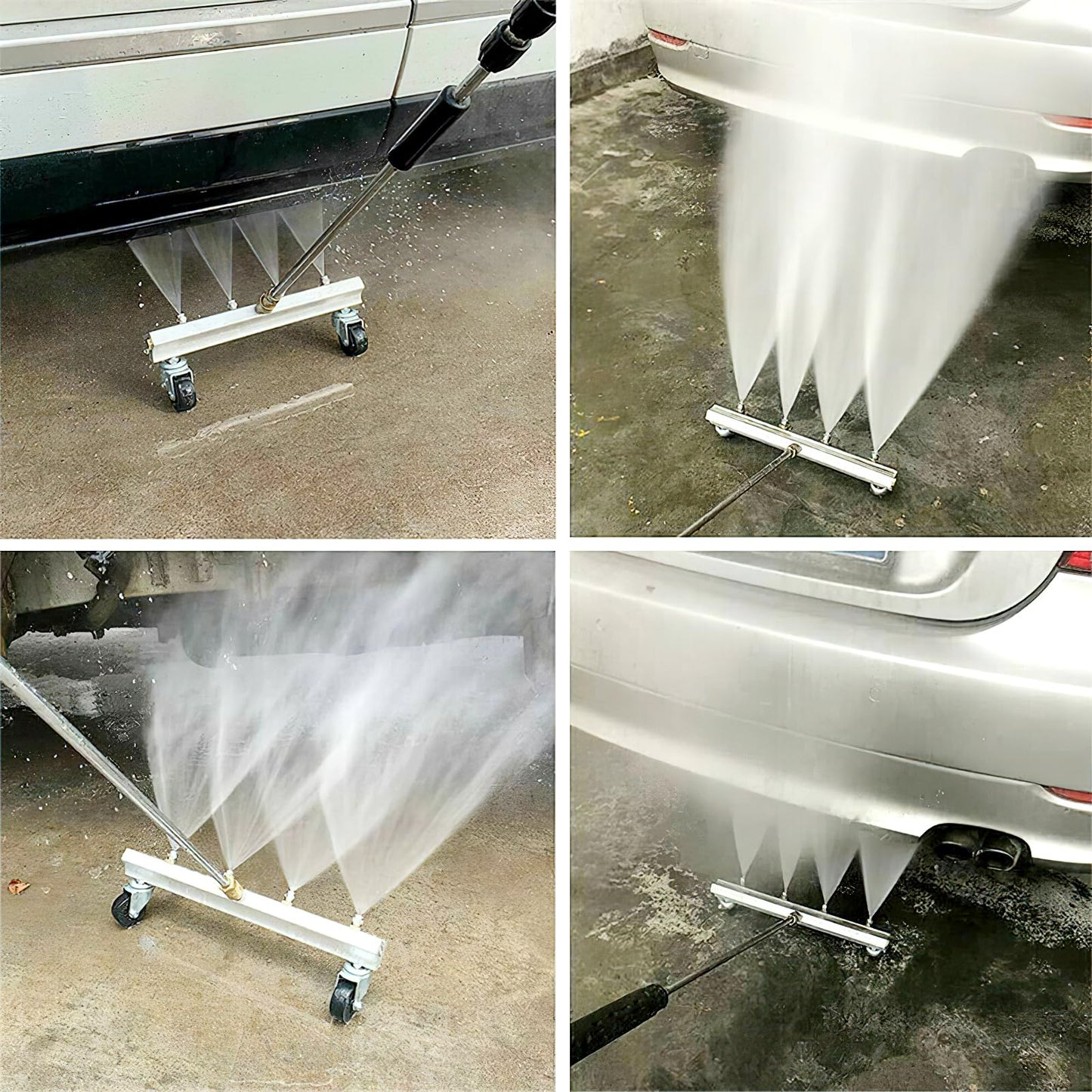 Pressure Washer Undercarriage Cleaner, 13 inch Car Underbody Washer Under Car Power Washer with 5 Quick Connect Nozzles, Swivel Wheel & 2 Extension Wand, 4000 PSI(Silver)