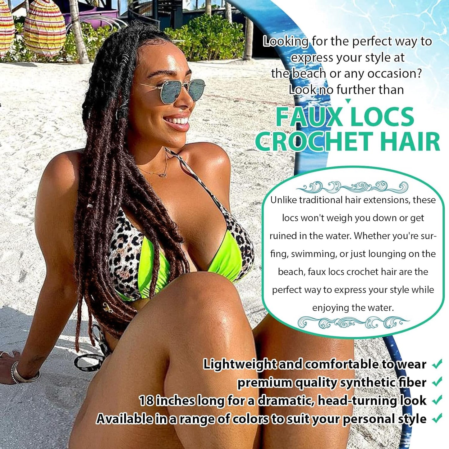 18 Inch Goddess Faux Locs Straight Gypsy Locs Crochet Hair 3 Tone Ombre Crochet Braids Dreadlocks Pre-Looped Synthetic Hair Extensions 18 Strands/Pack(Pack of 6, T1B/530/350)