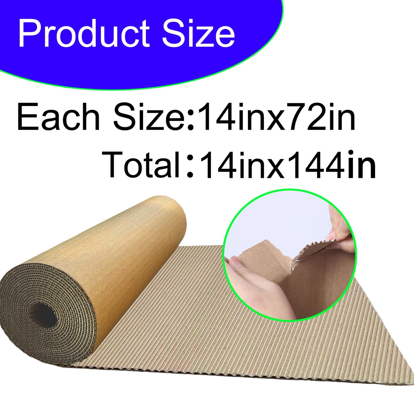14 x 144in Brown Single Face Corrugated B Flute Cardboard Roll ，Shipping Roll Paper Corrugated Wrap for Packing, Storage, Shipping, DIY(2rolls Each roll14x 72in)