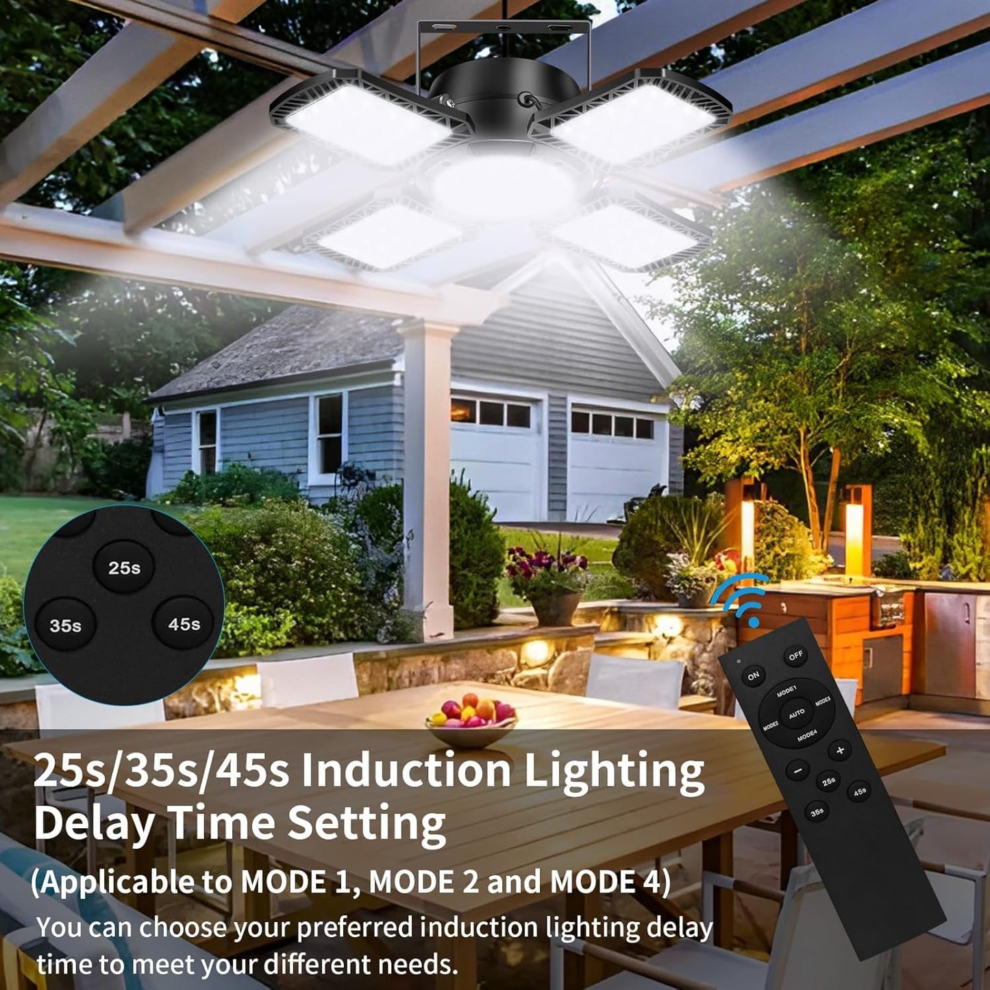 Solar Pendant Lights Solar Indoor/Outdoor Light with Motion Sensor, 4 Lighting Modes with Remote Control, 176 LED 1000LM Solar Powered Shed Lamp for Gazebo Garage Shop Barn Home House Porch
